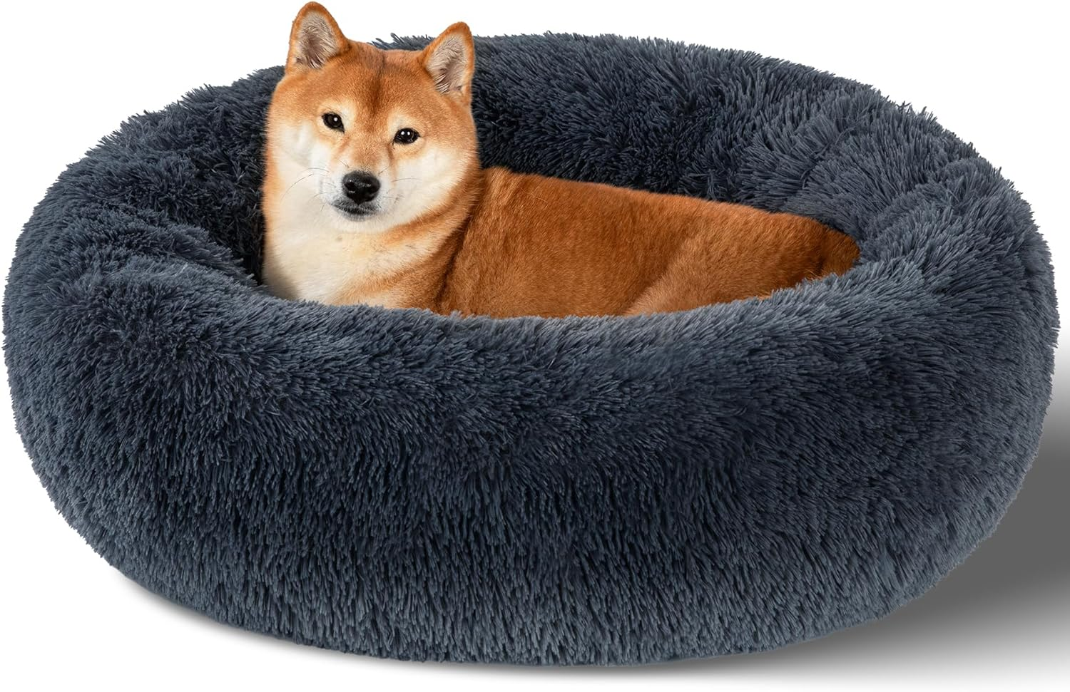 Kimpets Snuggle Dog Bed, Comfy Calming Dog Bed, Machine Washable Dog Bed for Medium Dogs, Cute&Fuzzy&Anti Anxiety Dog Bed, 27.5'' Soft Bean Dog Bed, up to 25Lbs Cozy&Comfy Dog Beds for Medium Dogs