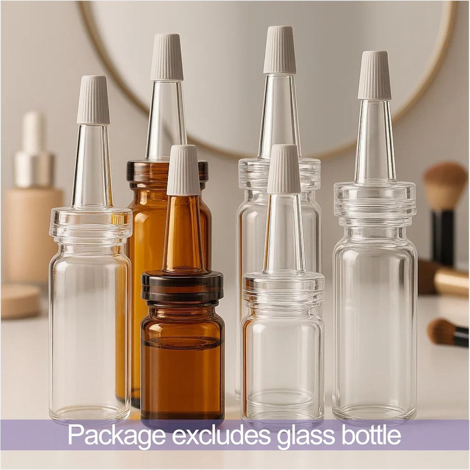 20Mm Glass Bottle Dropper Serum Vial Caps - Essential Oil Bottle Dropper Tips, Leak-Proof Glass Pipette Caps for Cosmetics, DIY Skincare, Perfume(100 PCS) image number 5
