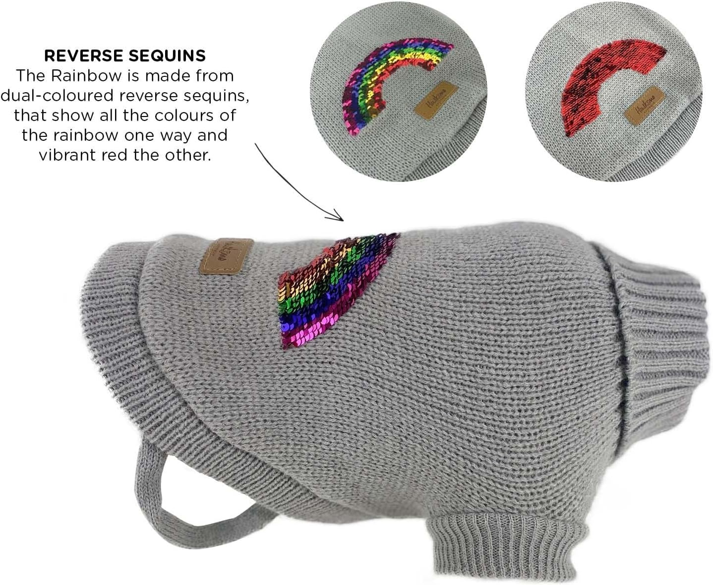 Huskimo Rainbow Dog Jumper, Grey, 52.5Cm image number 3