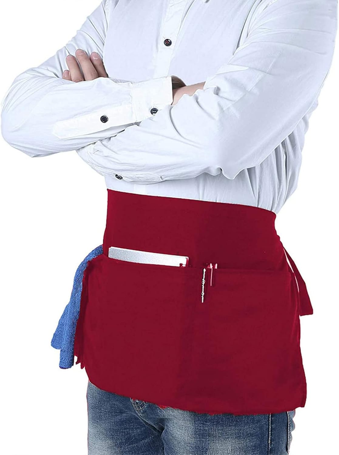 XUNQUCOM Chef Half Aprons Waitress Aprons Waiter Aprons with Pockets for Home Kitchen Restaurant Work