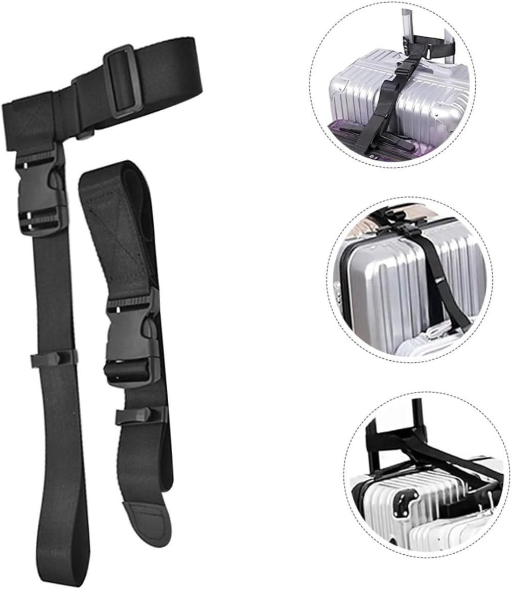 ULDIGI Adjustable Travel Luggage Connecting Straps with Buckle Non-Slip Suitcase Linking Belts for Secure Bag Connection and Easy Identification at Airport Black image number 3
