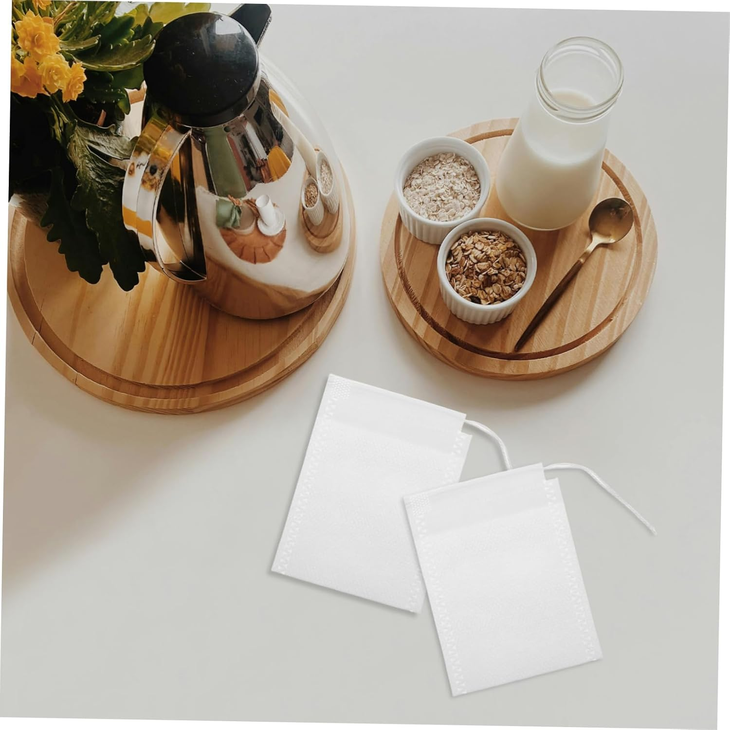 OHPHCALL Tea Filler Bags 100Pcs Unbleached Tea Sachets Reusable Compact Practical image number 1