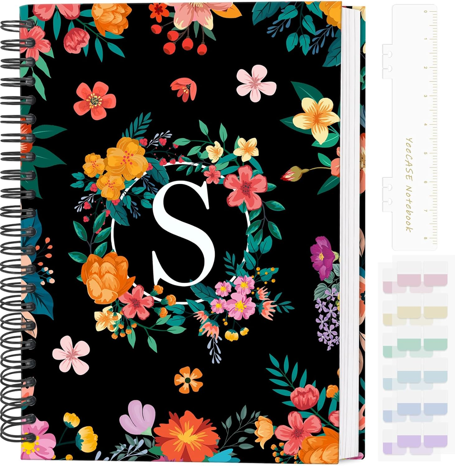 Hardcover Spiral Notebook Journal 5.7&rdquo; X 8&rdquo;, 120 Pages Journals for Women Men, A5 Print Ruled Notebooks, Cute Floral Letter Spiral Journal for Writing, Work, Business, School image number 4