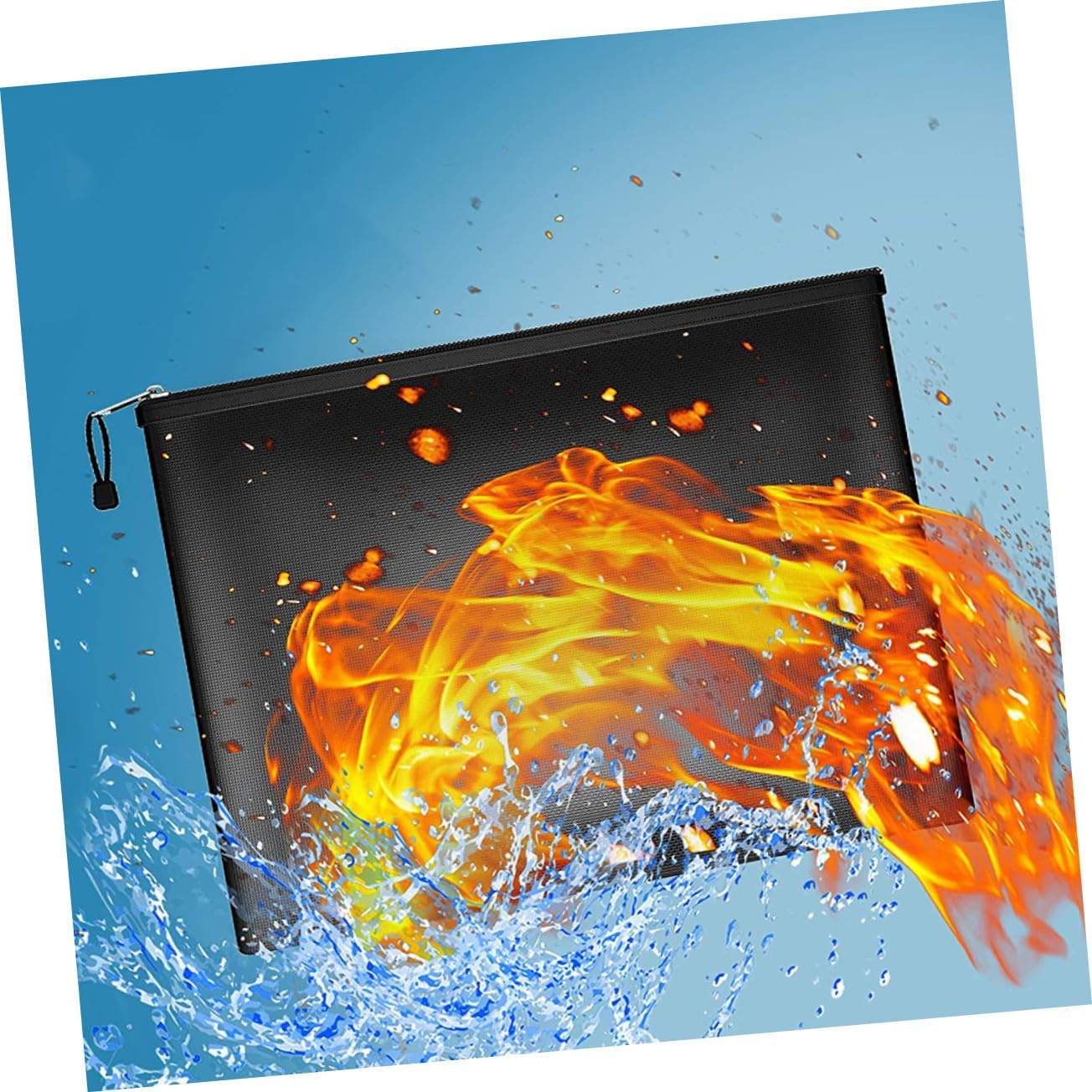 Gadpiparty Fireproof Document Bag Waterproof Money Bags with Zipper 29X20.5Cm Fire-Resistant Document Holder for Office and Home Safe Storage of Cash, Contracts, and Valuables