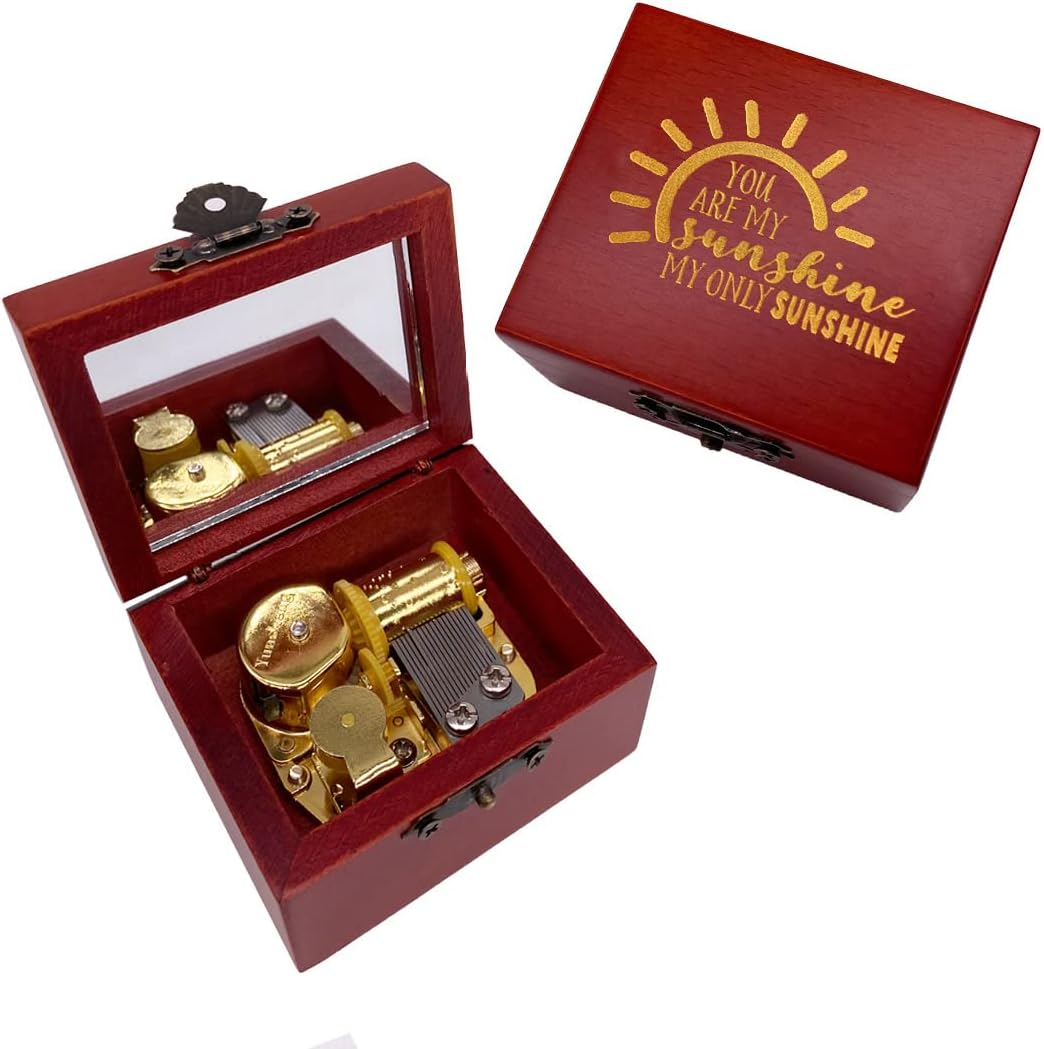 Music Box Carved Wood Musical Box Wind up Gold Mechanism Musical Gift for Christmas,Birthday,Valentine'S Day