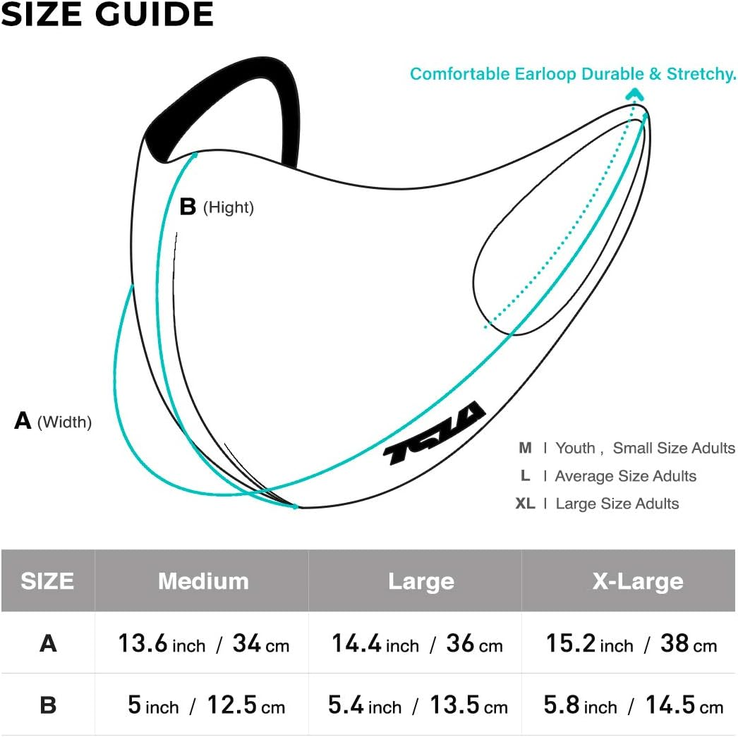 TSLA Men & Women'S Copper Infused Face Mask, Washable Reusable Face Masks, UPF 50+ Lightweight Breathable Mask, Large image number 1