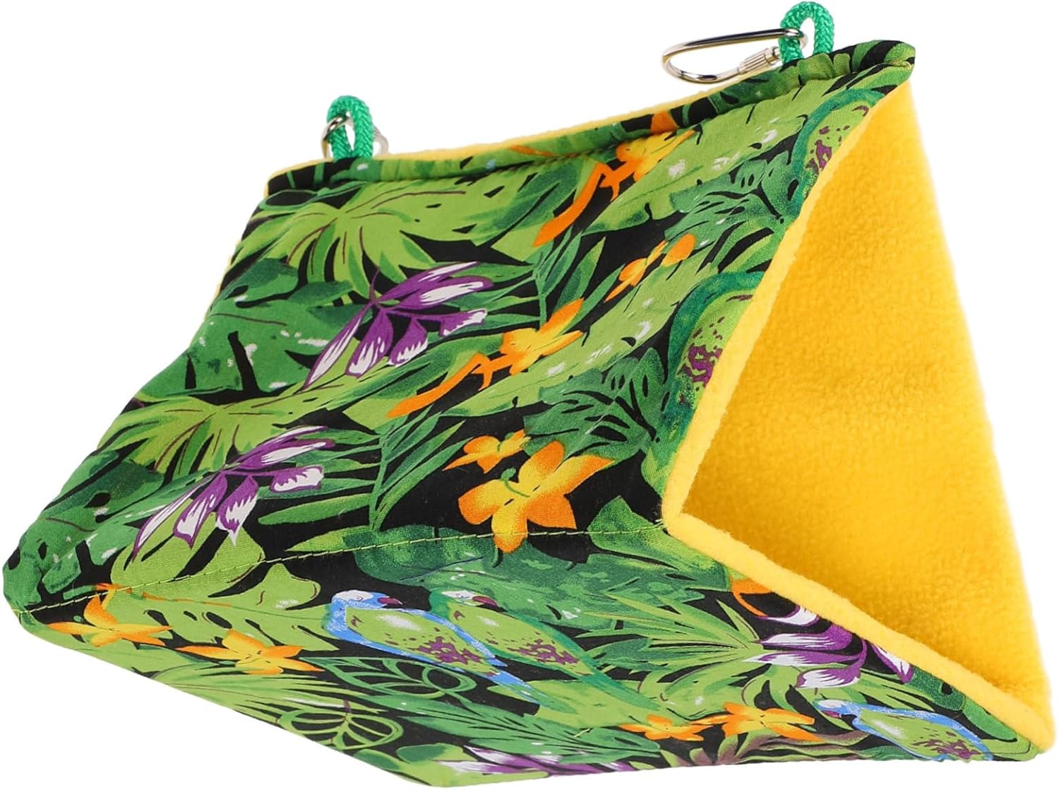 FONDOTIN Summer Parrot Hanging Hammock Bird Nest with Tropical Print Comfortable Sized Bed for Small Birds like Canaries and Parakeets Secure Sunshade Shelter for Cage Window image number 1