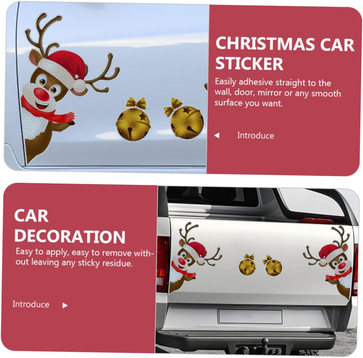 Elk Bell Refrigerator Magnet Christmas Decorations Indoor Car Decorative Stickers Vehicle Decorative Decals Xmas Party Decor image number 1