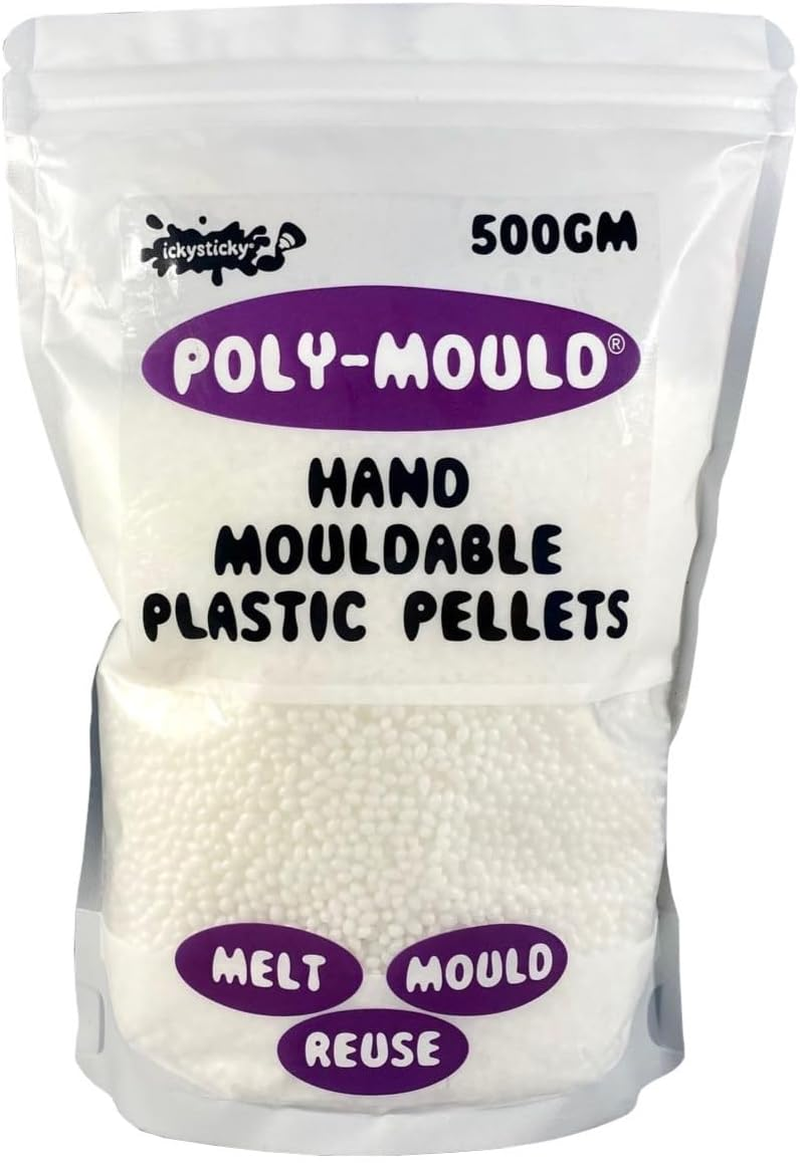 ICKYSTICKY POLY-MOULD 500GM Thermoplastic Beads, Meltable Polymorph Pellets, Lightweight Modeling Compound for DIY Crafts, Sculpting, Cosplay Accessories, Repair, DIY image number 1