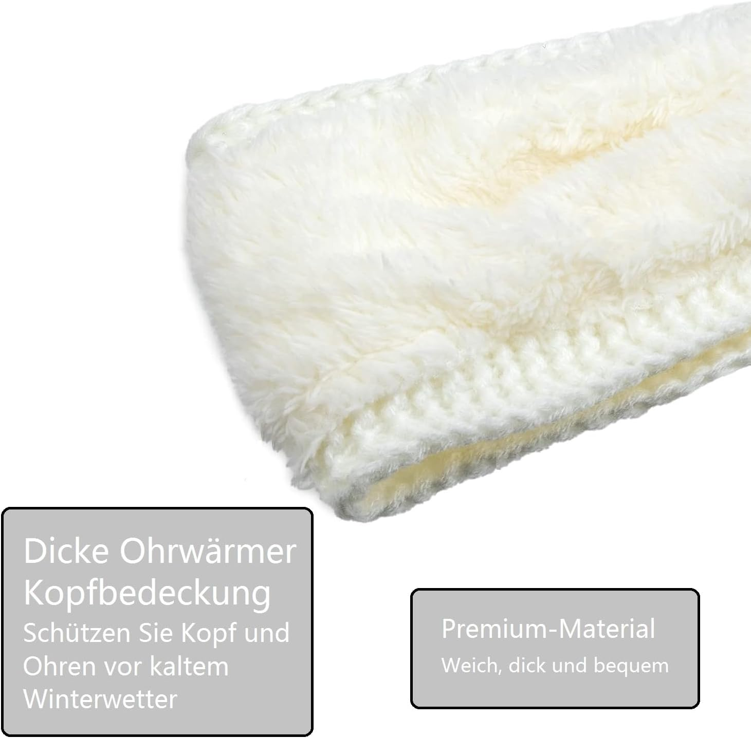 KOMUNJ Winter Headband, Women'S Headbands, Knitted Thick Hair Band, Knitted Warm Headbands, Ear Warmers, Headband for Women and Girls (2 Pieces, White, Pink) image number 3