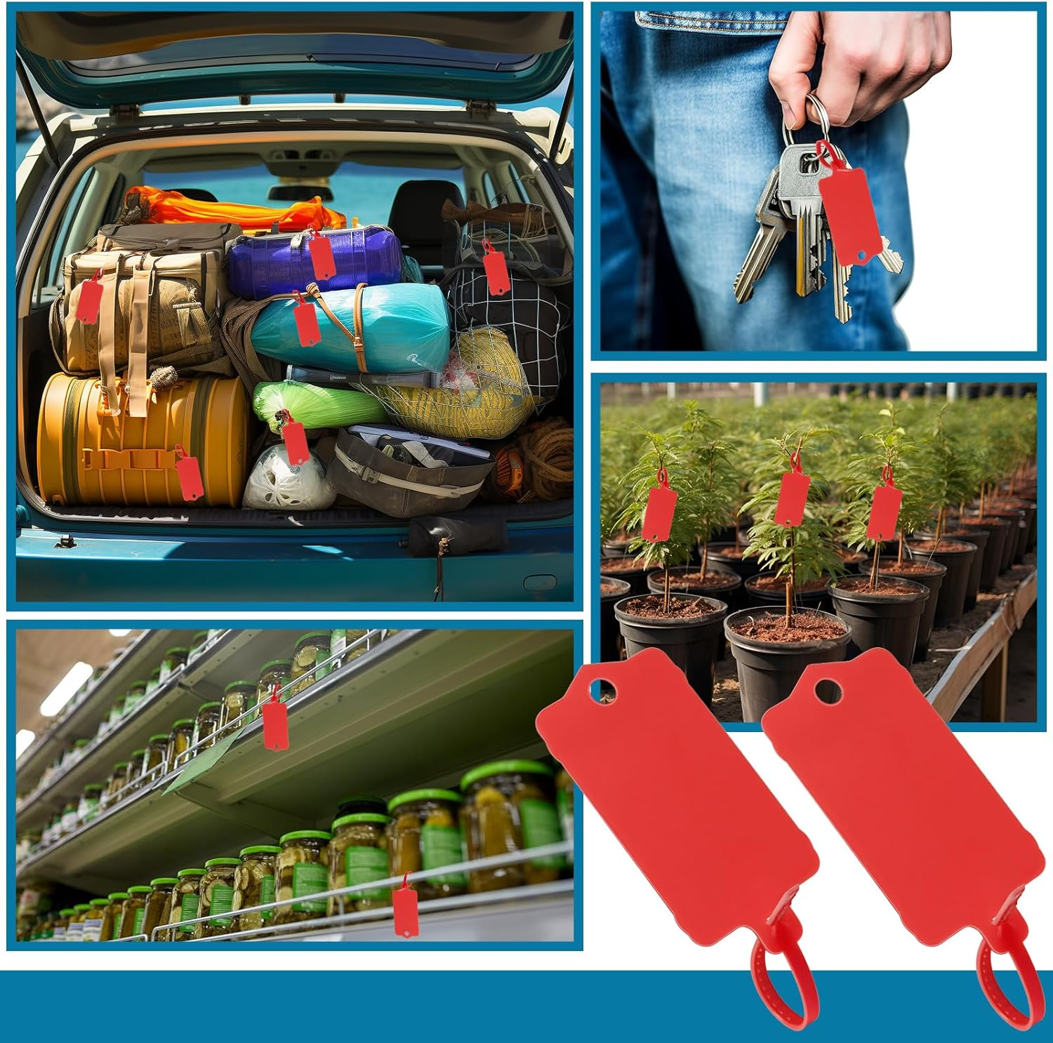 Leonbach Pack of 100 Plastic Shipping Tags, Waterproof Labels, Writable Hang Tags with Sealing Tape, Shipping Cable Ties, Label for Keys and Luggage