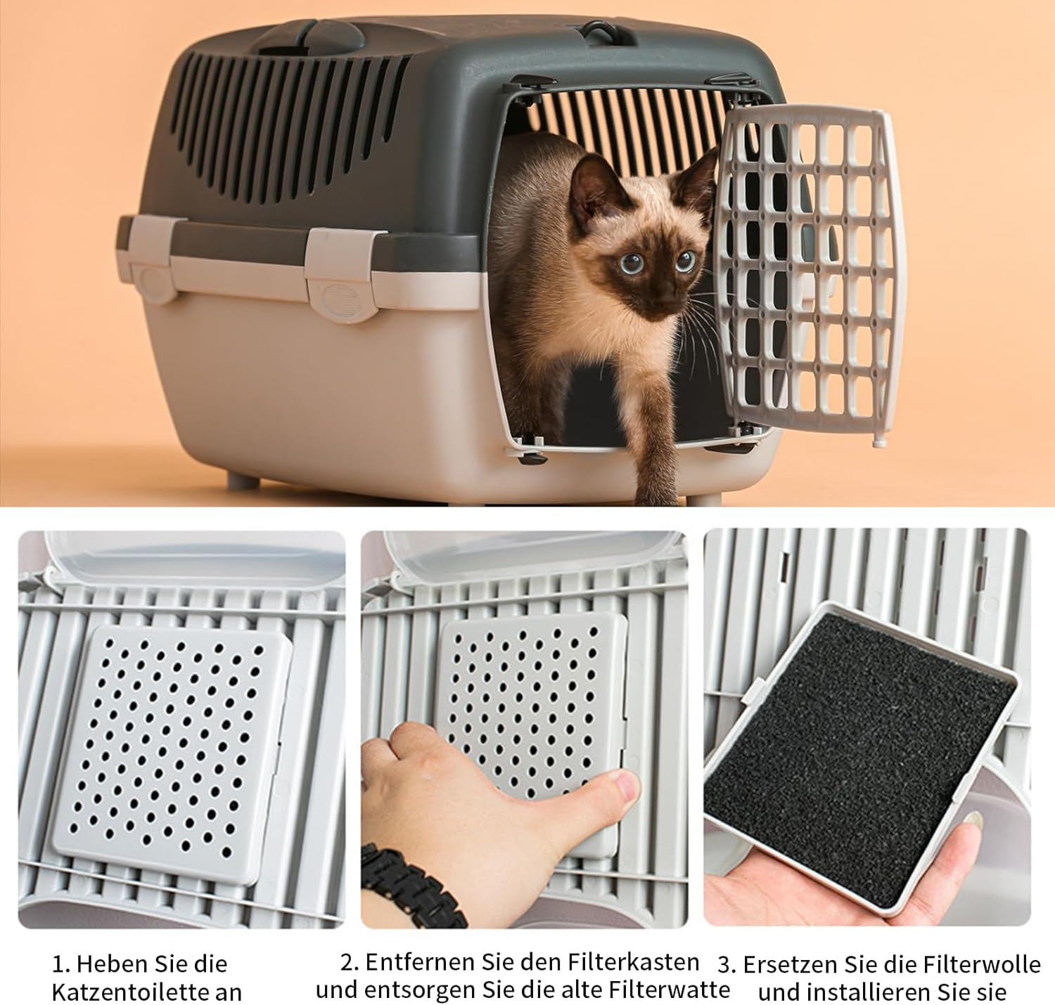 Pack of 9 Cat Litter Tray Activated Carbon Filter Black Carbon Odour Filter Cat Litter Tray with Lid Activated Cat Litter Tray Filter Odour Filter Cat Litter Tray for Completely Closed Cat Litter Tray image number 5