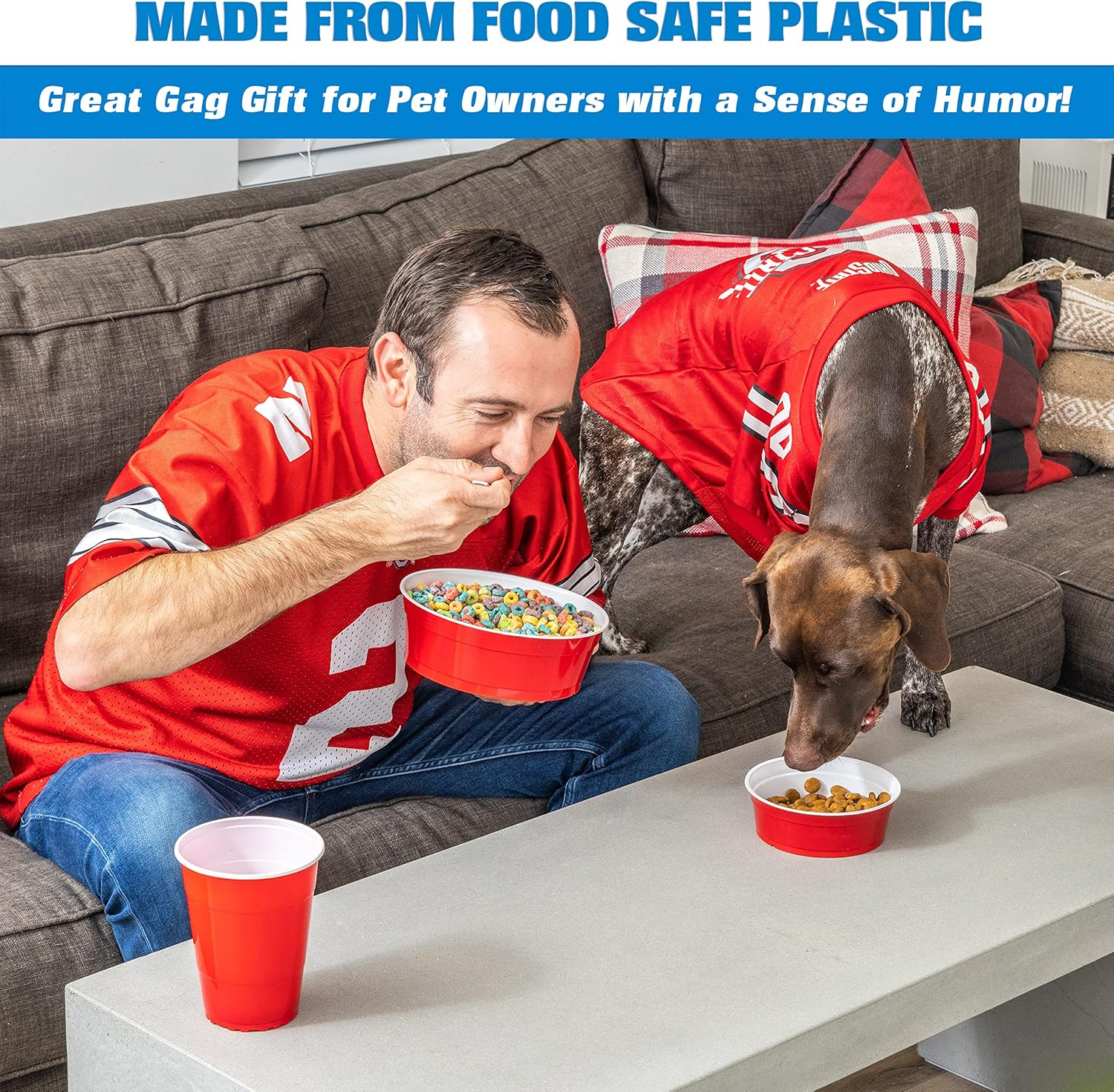 Party Dog Disposable Red Cup Style Pet Food Bowls for Cats and Dogs - Large and Small Sizes image number 5