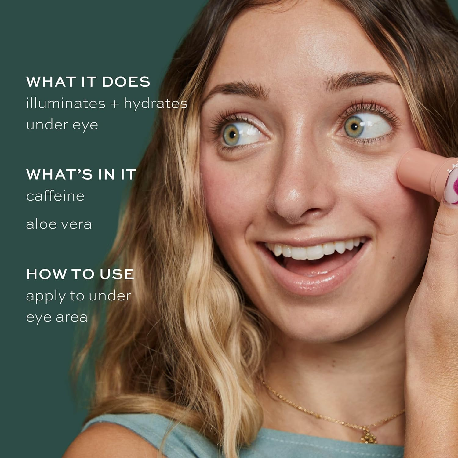 ITK Skincare Caffeine + Aloe Vera under Eye Stick Serum for Dark Circles - anti Aging Moisturizer for Fine Lines + Wrinkles - Calms Redness - Hydrate, Brighten + Soothe Puffy Eyes image number 5