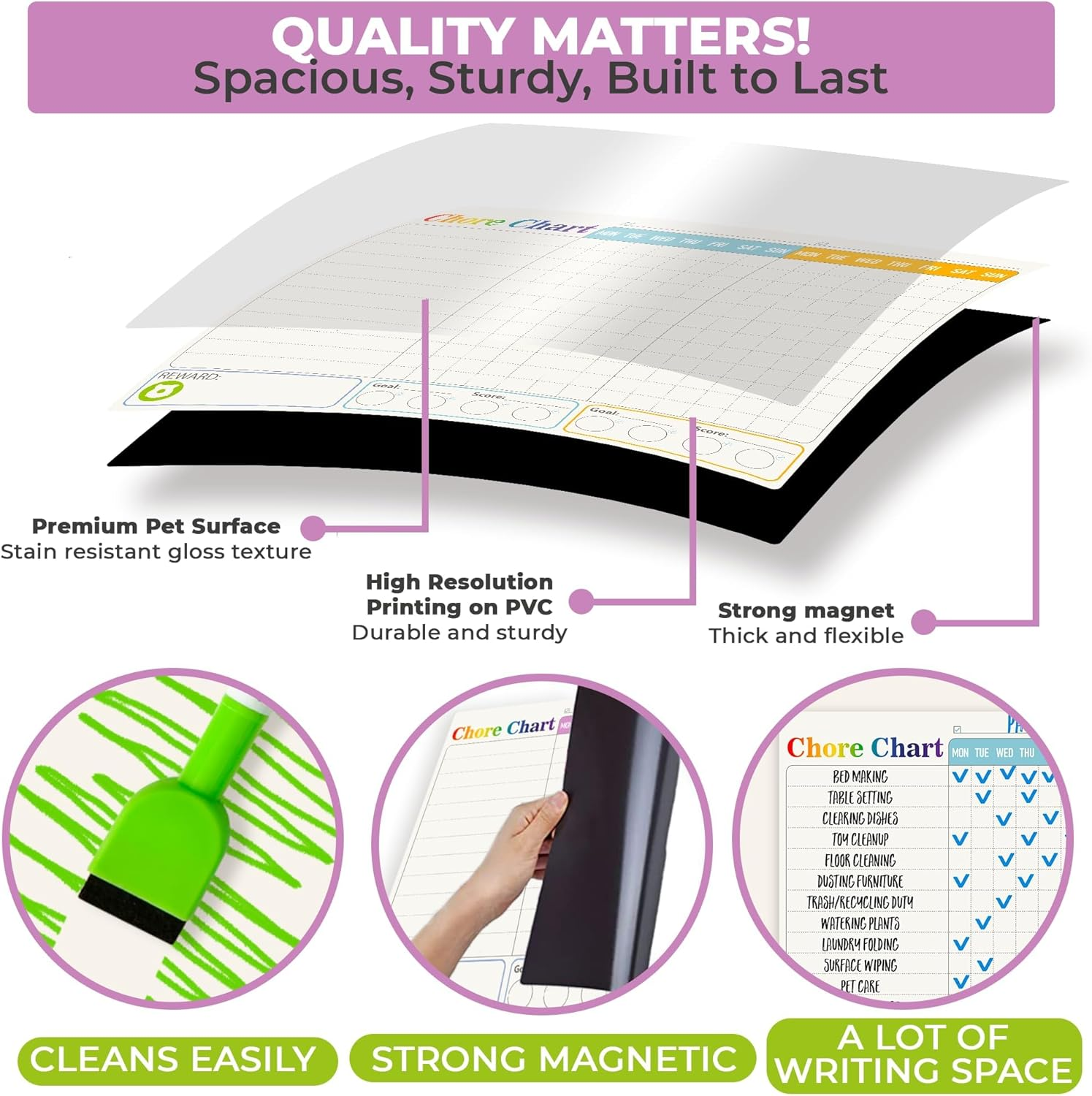 QUOKKA Behavior Chore Chart for Multiple Kids - 7 X 10 Inch Magnetic Chore Chart Also Hangs on the Wall - Includes 2 Charts and Accessories, Accomodates All Ages from Toddlers to Teens - Magnetic Book image number 6