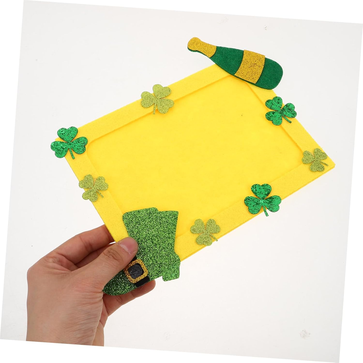 Yardwe Green Shamrock DIY Photo Frame for Patrick'S Day Non Woven Craft Project Unfinished Decorative Picture Frame Versatile Home Office Decor for Festive Celebrations image number 1