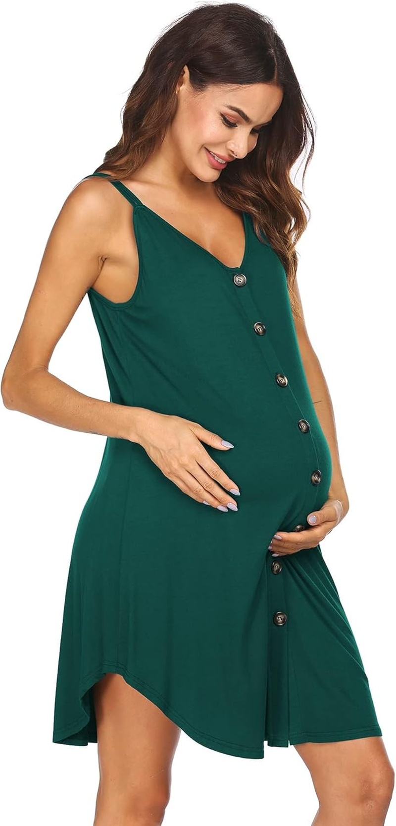 Ekouaer Nursing Nightgown Women'S Maternity Dress Button down Nightdress Sleeveless Breastfeeding Sleepwear Hospital Gown image number 1