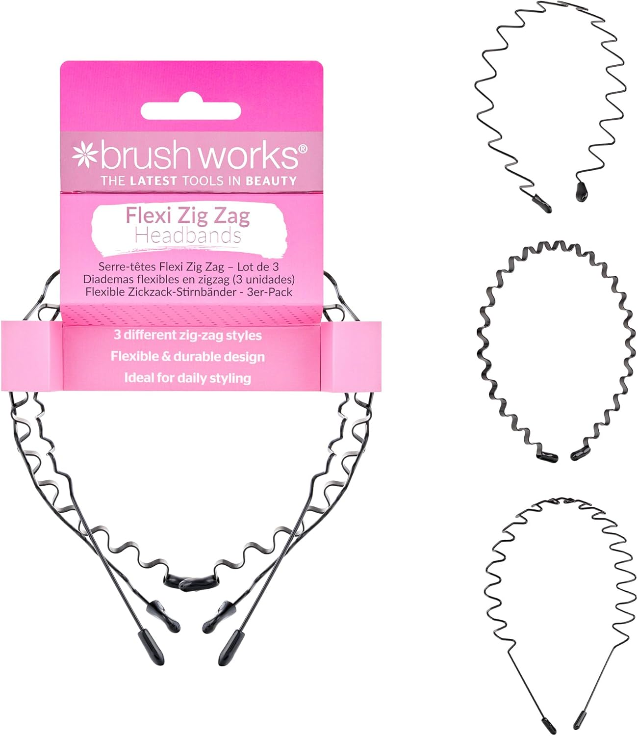 Brushworks Flexi Zig Zag Headbands - 3 Pack image number 1