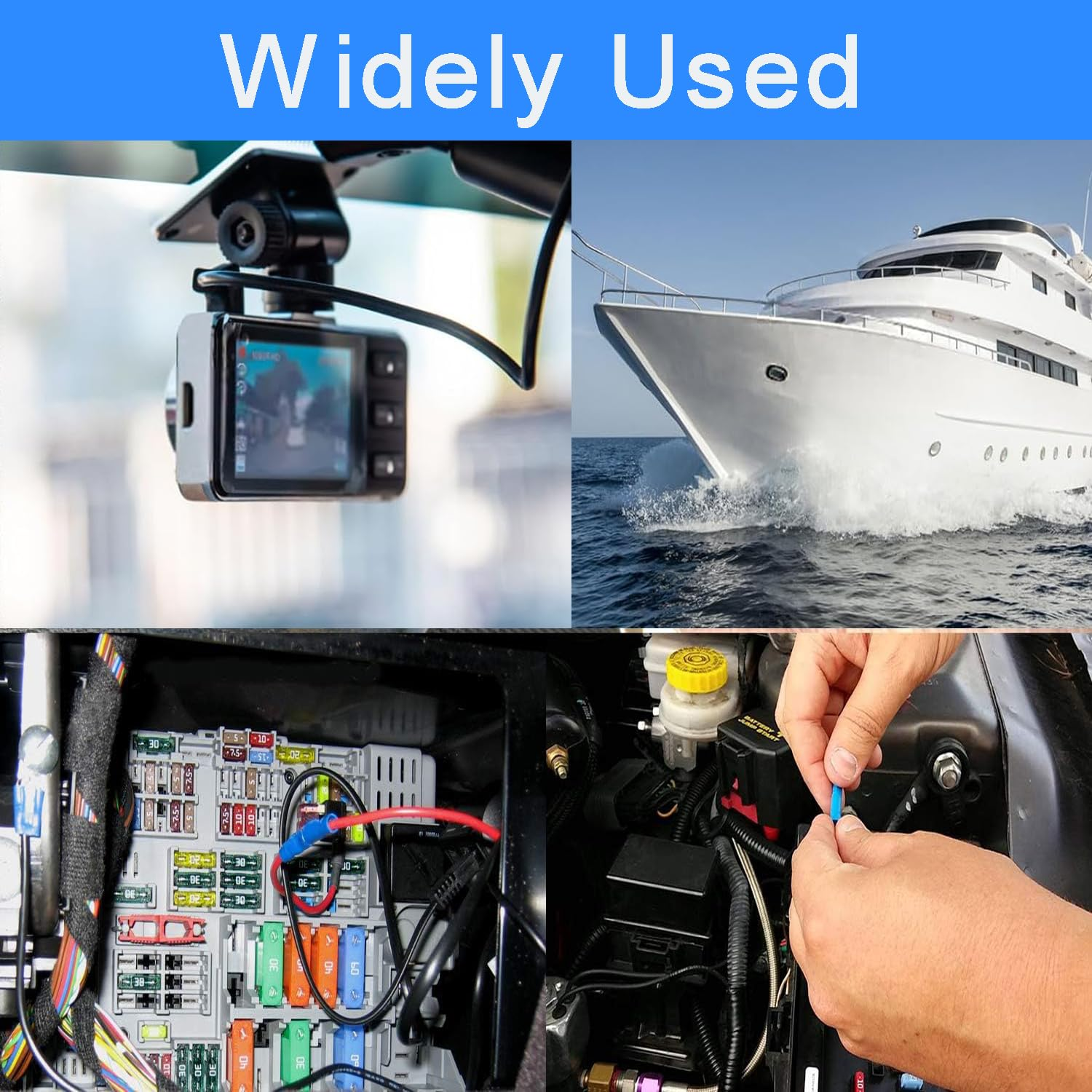 Lxcshljx 8 Pcs 12V Car Add-A-Circuit Fuse Tap, 4 Types Car Fuse Tap Kit, Standard Mini Micro2 and Low Profile Mini Fuse Taps, ATO ATC ATM APM Fuse Holder with Tap Adapter for Cars Trucks Boats image number 1