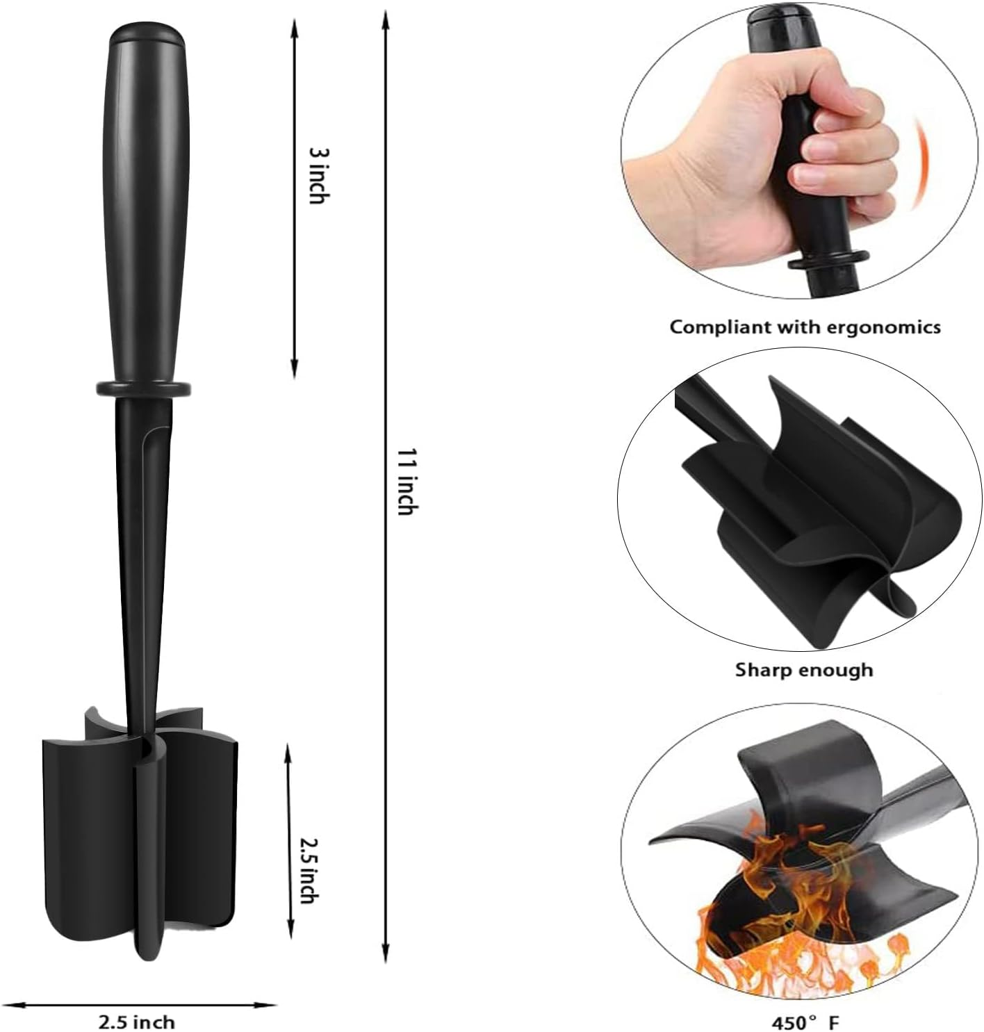 Heat Resistant 2Pcs Non Stick Meat Masher, Potato Masher, Meat Tenderizer image number 3