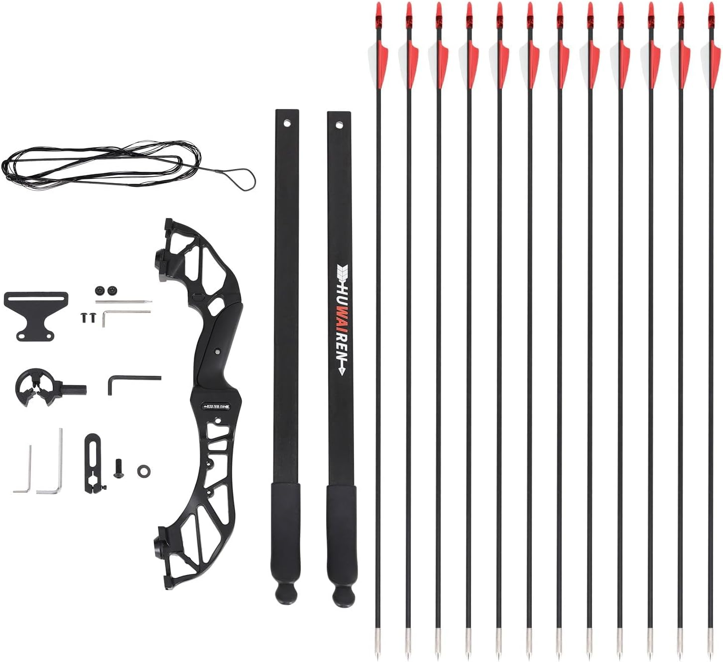 Everfit 55Lbs Bow Arrow Set Recurve Takedown Archery Hunting for Beginner Red