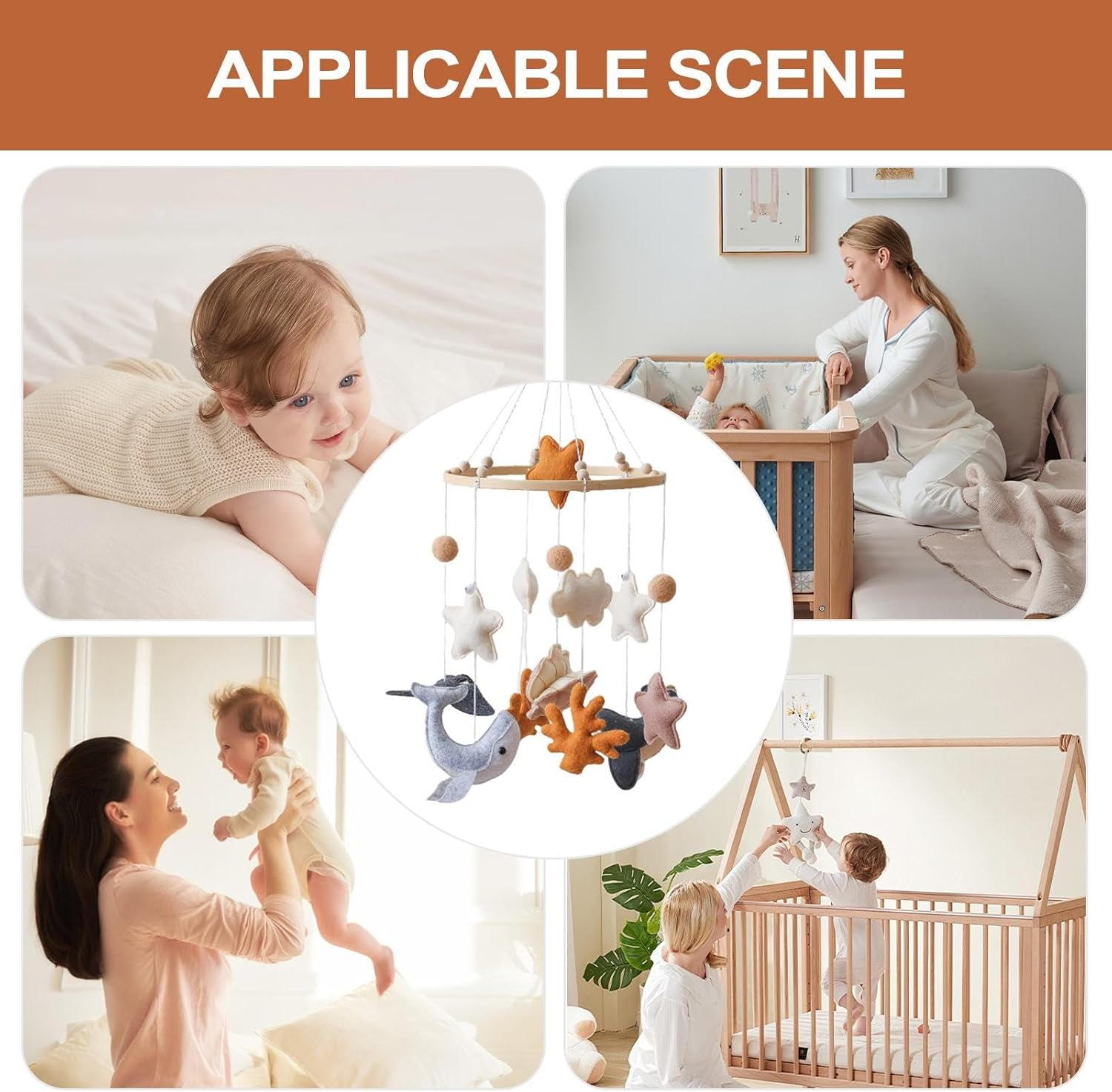 Baby Mobile Cradle - Nursery Mobile, Sensitive Toy in Wind Carillon Animal Carillon | Decoration for Bedroom Cradle Girls Cr&egrave;che Bedroom Toy Cartoon in Verheira