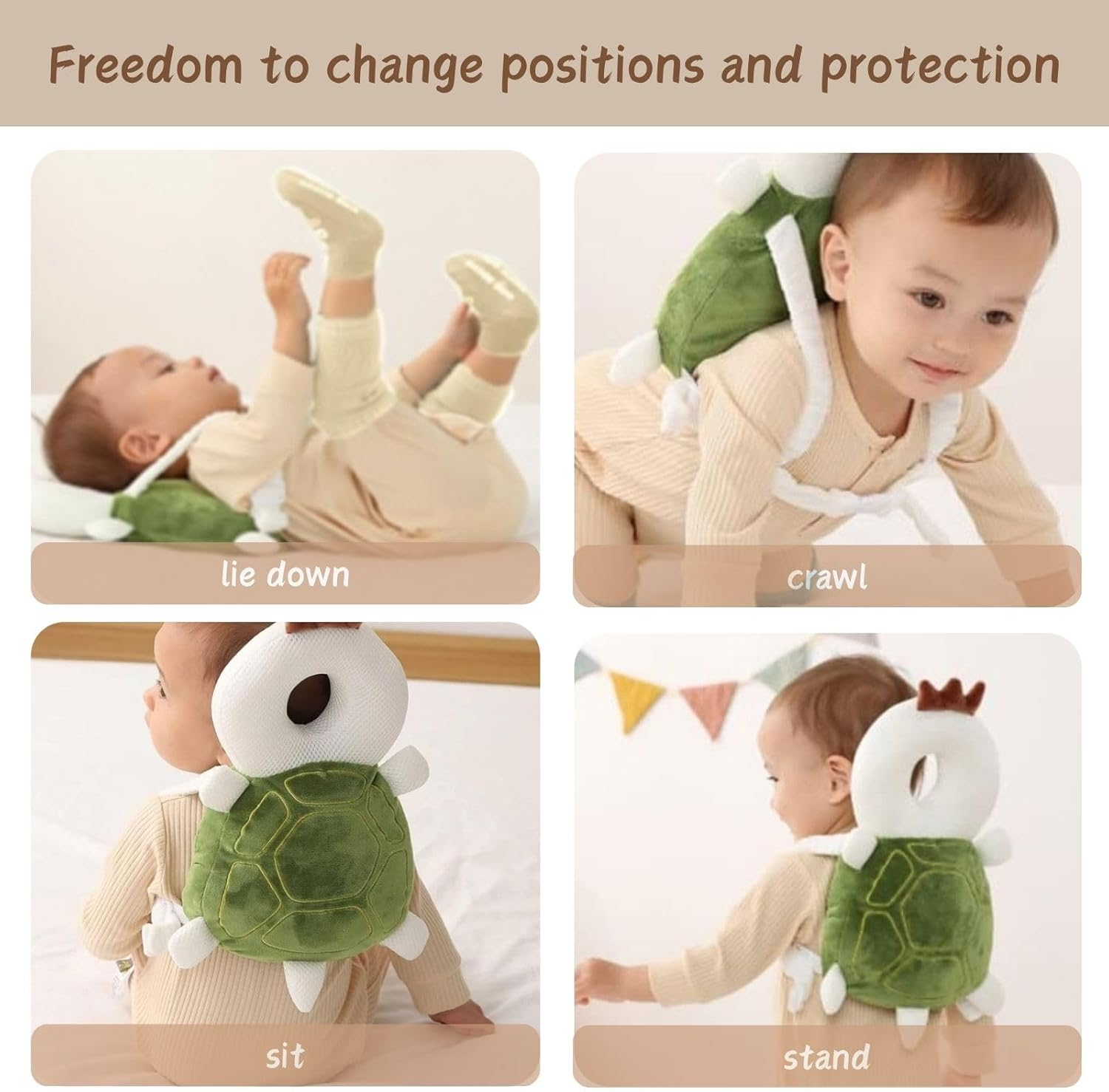 Poemtian Child Anti-Fall Back Protector, Head Protection Cushion, Cartoon Animal Shape Mesh Toddler Safety Head Protector for Baby Walking image number 1