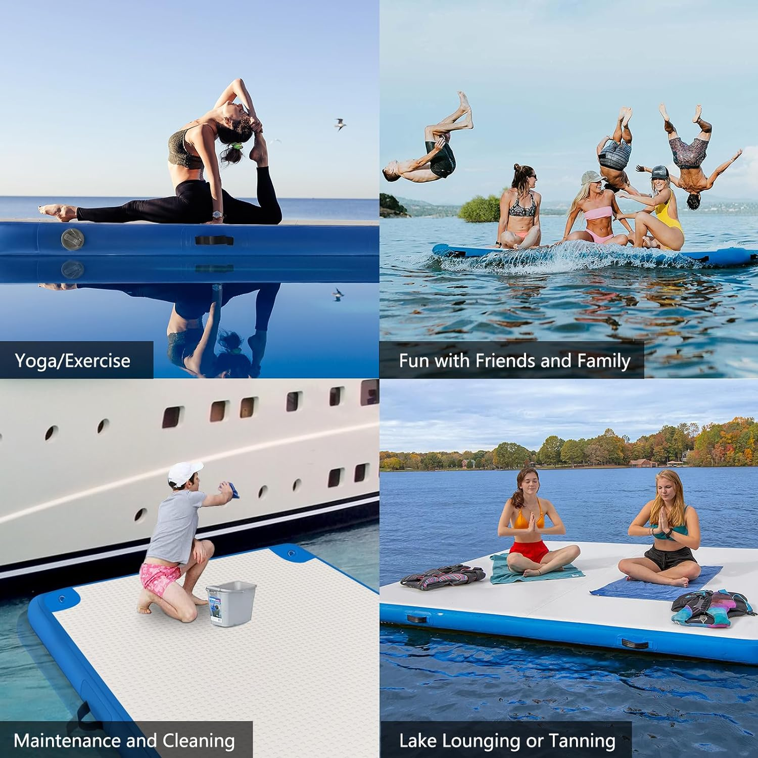 Inflatable Lake Float for Adults, Multi-Person Inflatable Swim Deck with None-Slip Surface, Swimming Water Platform, Floating Island - Dock - Raft for Pool & Beach, Lake, River Fun image number 3