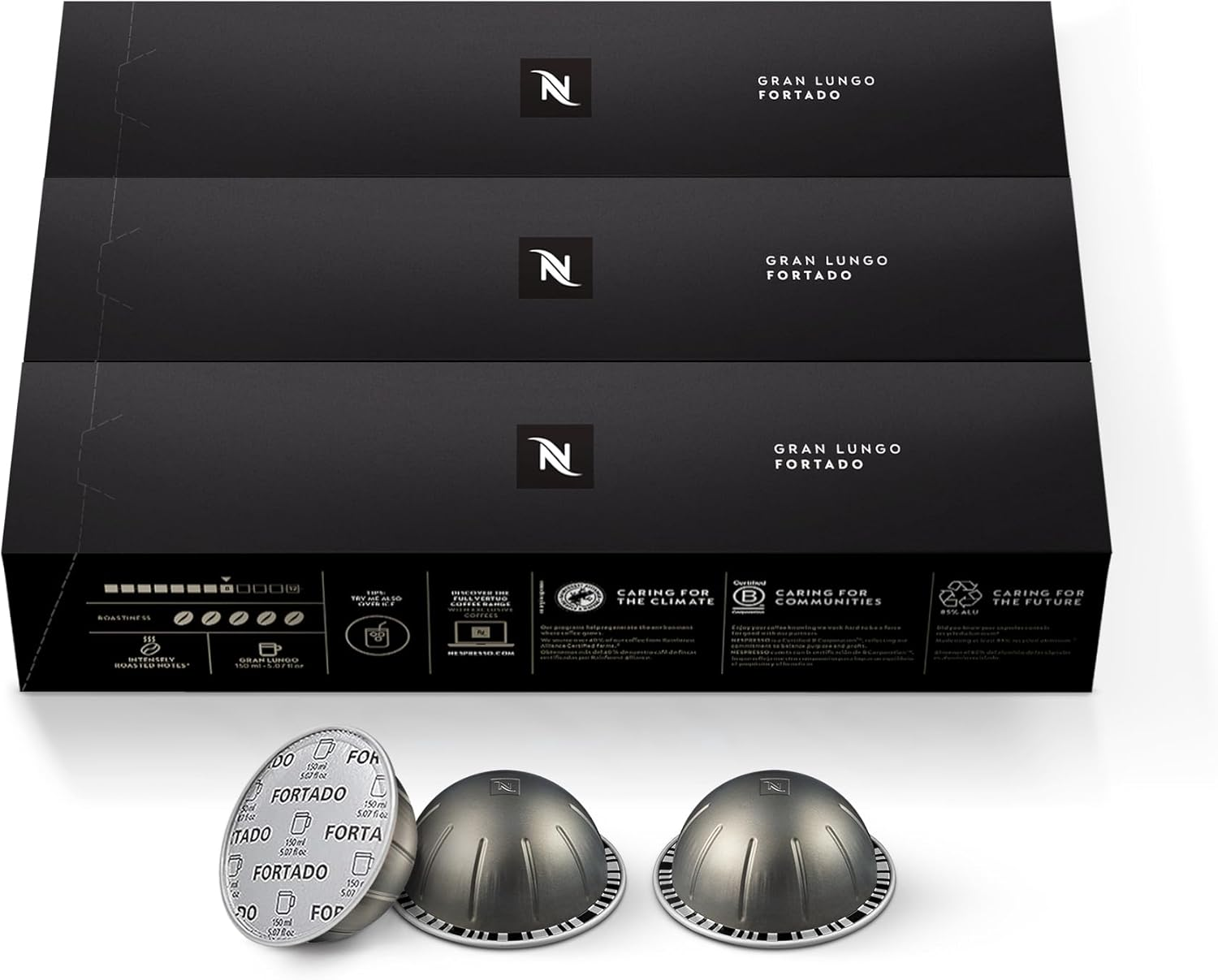 Nespresso Capsules Vertuo, Fortado Gran Lungo Americano, Dark Roast Espresso Coffee, 30 Count Coffee Pods, Brews 5.0Oz. image number 1