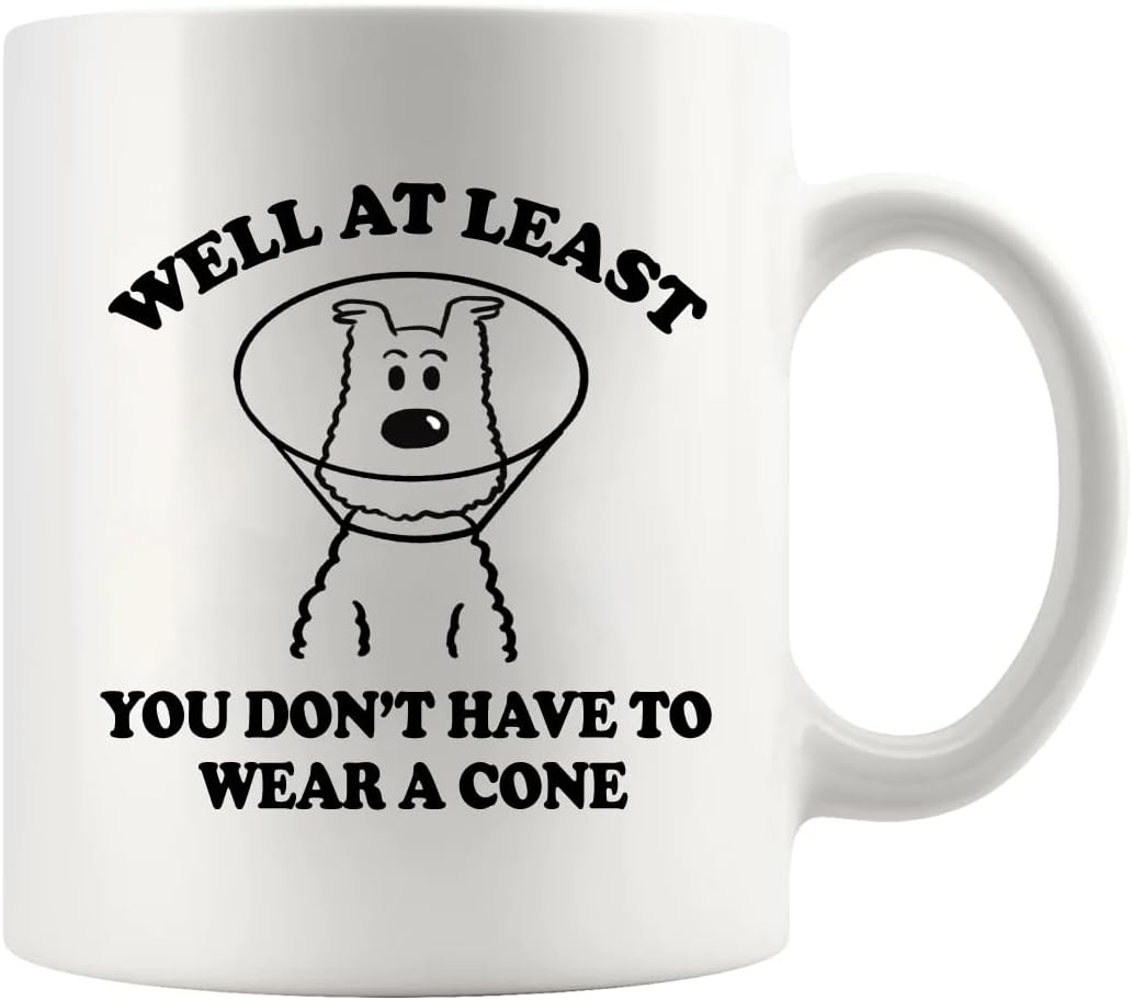 Well at Least You Don'T Have to Wear a Cone Recovery Gifts Get Well Soon Gifts Women after Surgery Ceramic Mug 11 Oz White image number 3
