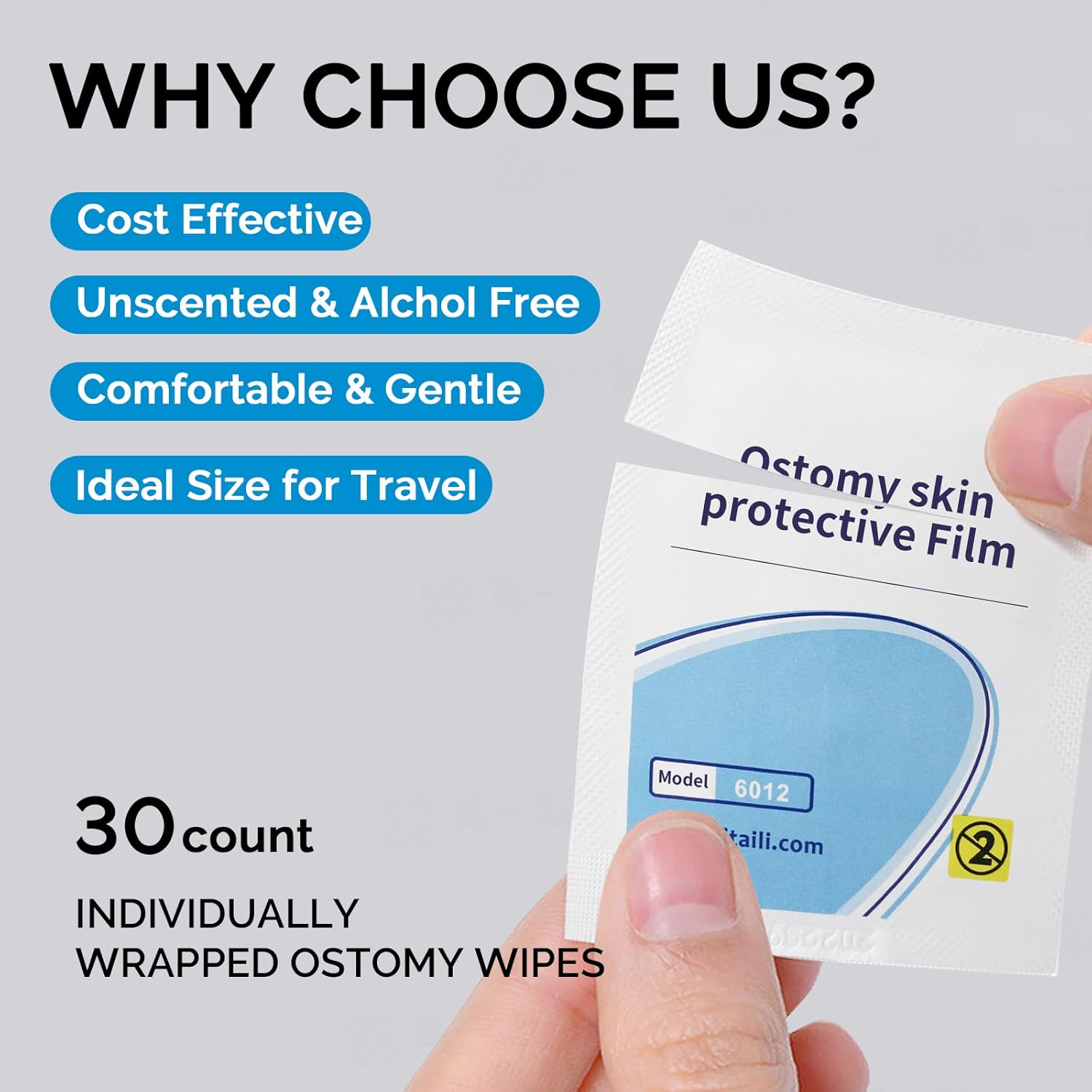 Barrier Wipes for Ostomy, No-Sting Ostomy Care Barrier Film Wipes-Ostomy Suppliers-30 X Individually Wrapped Skin Barrier Film Wipes image number 5