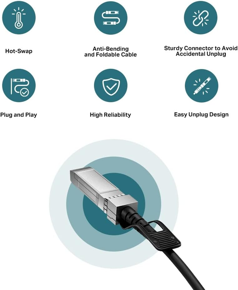 Omada 1 Meter 10G SFP+ Direct Attach Cable, a Passive Twin-Ax Cable, 10G SFP+ Connector on Both Sides, Drives 10 Gigabit Ethernet (1M Distance), Cost-Effective Option, by Tp-Link(Sm5220-1M) image number 5