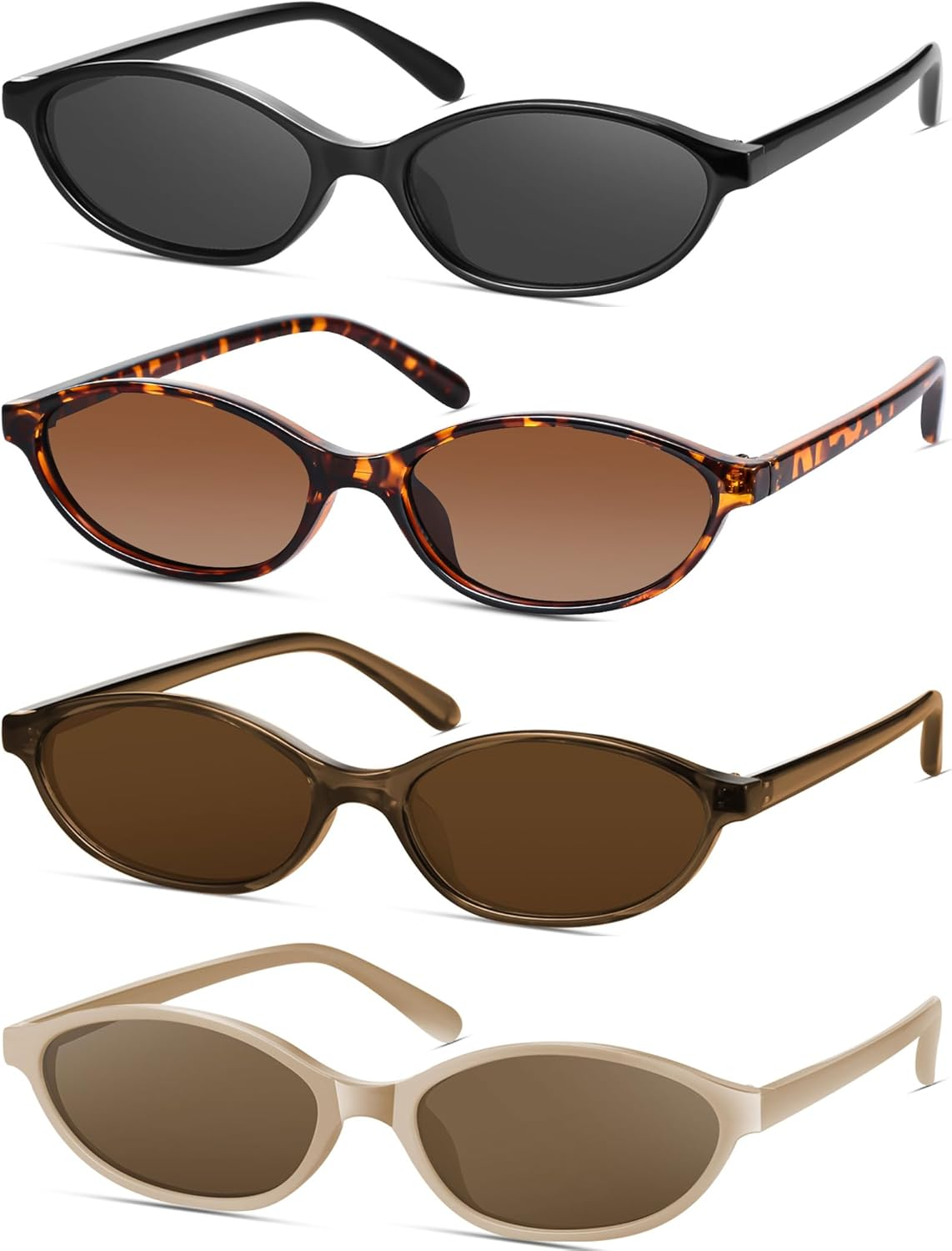 Retro Oval Cat Eye Sunglasses for Women Y2K Designer Trendy Narrow Shades UV Protection Sun Glasses