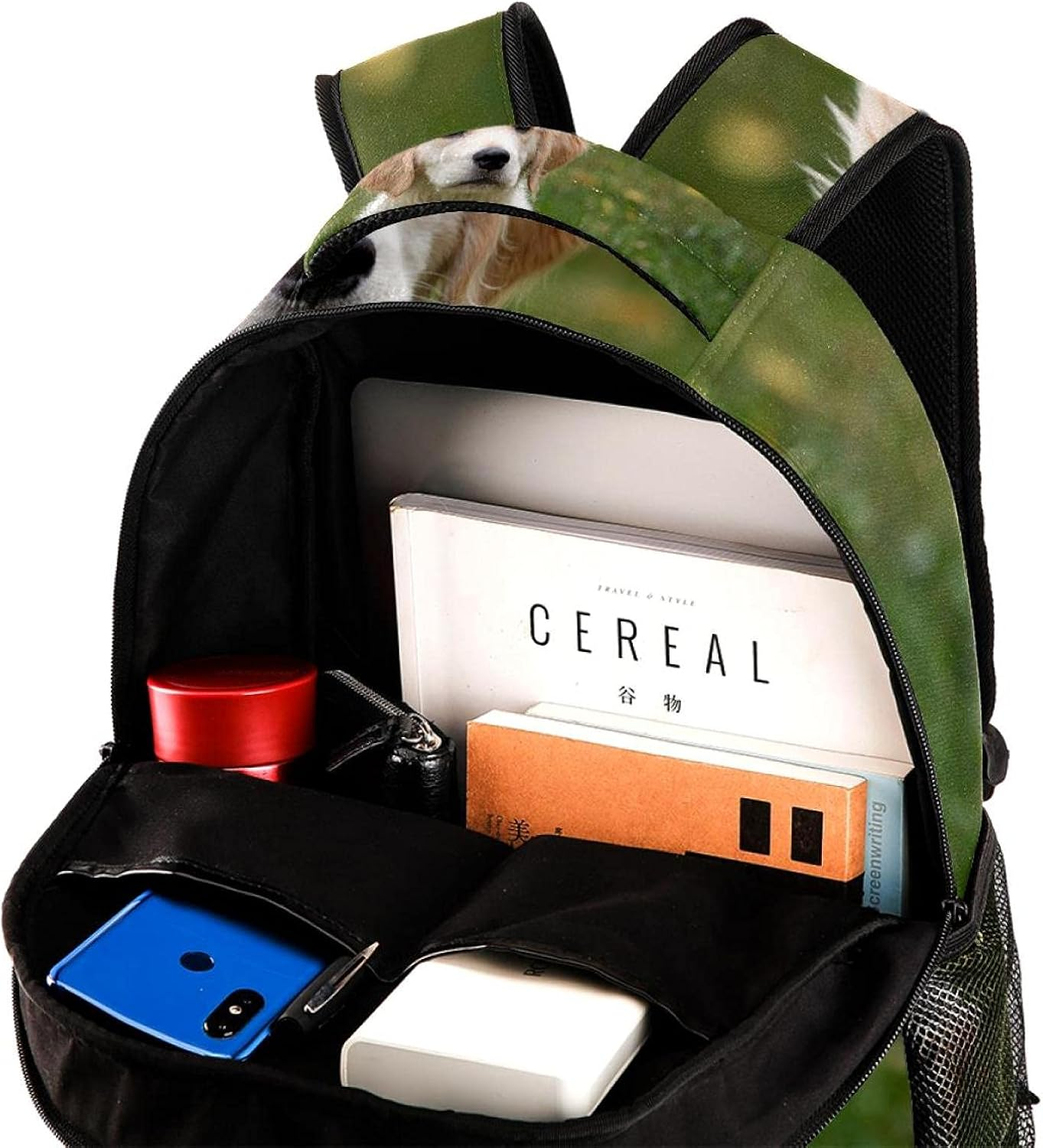 White Dog Backpack Students Shoulder Bags Travel Bag College School Tote Backpacks