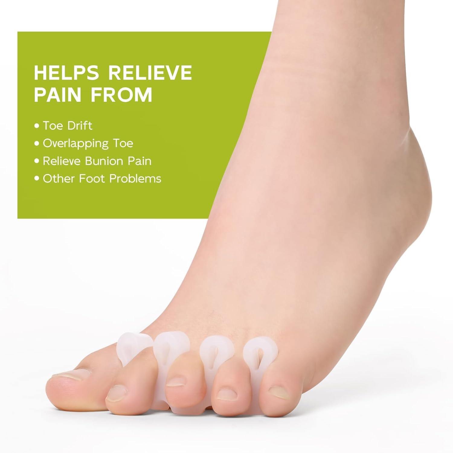 Bukihome Upgraded Gel Toe Separator - Pedicure Toe Spacers for Separating Toenails or Nails - Toe Spreader for Straightening Overlapping Toes, Bunions - Toe Stretcher for Men & Women (White, 4 Pack) image number 1