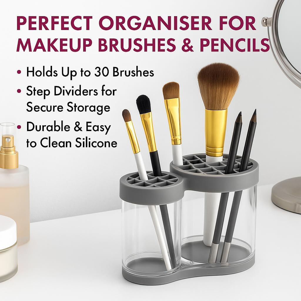 Silicone Cosmetic Organizer | Flexible Makeup Brush & Beauty Tool Holder | Compact Vanity Organizer for Personal Care & Beauty Essentials image number 2