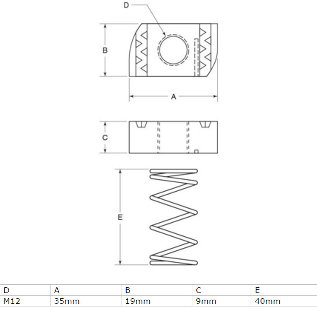 10Pcs M6 M8 M10 M12 304 Stainless Steel Strut Spring Channel Nuts (M12)