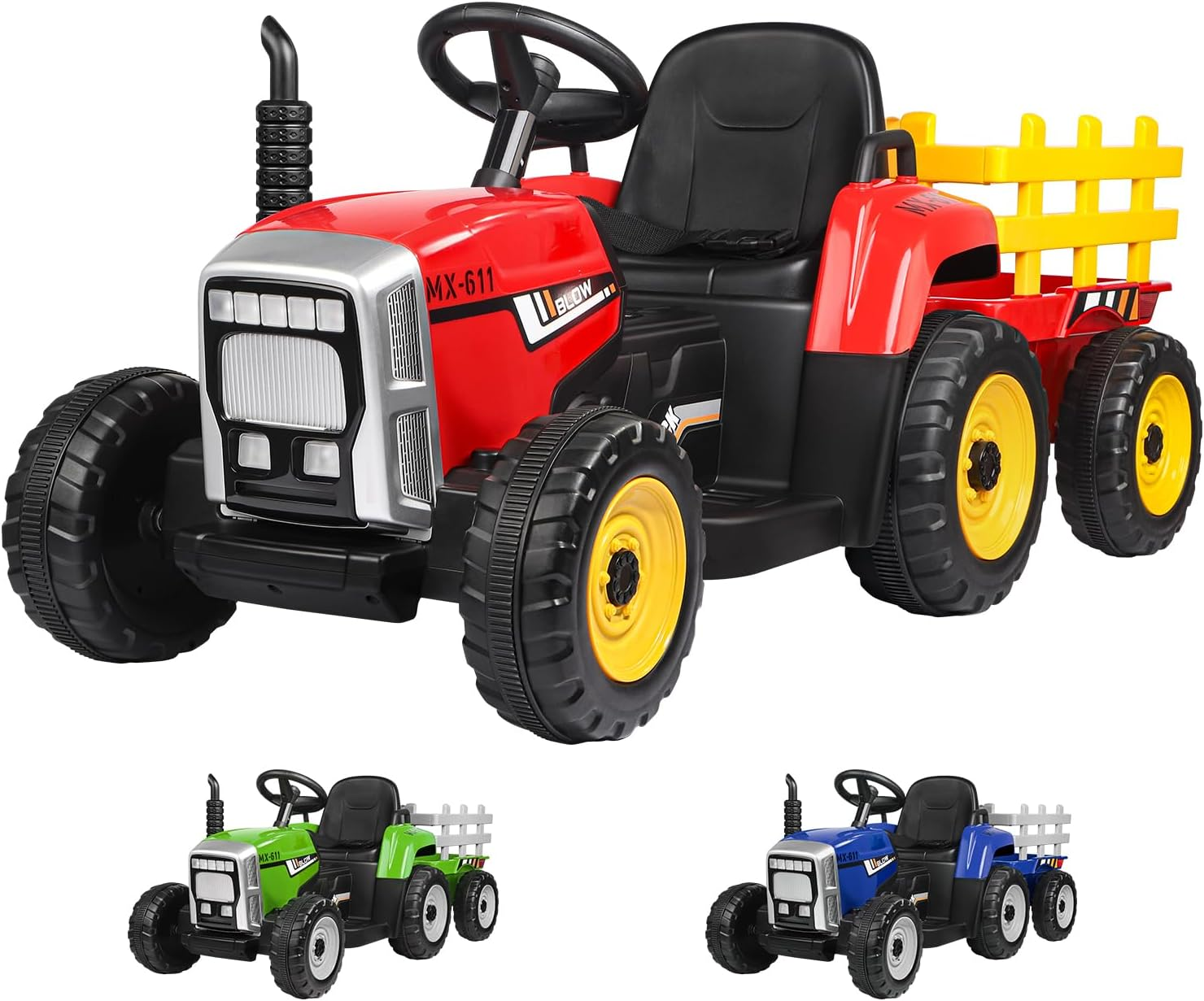 ALFORDSON Kids Ride on Car Tractor 12V Eletric Dual Motor, Car with Music Player & 7 Brilliant LED Headlights, Ride-On Design SUV Toy Vehicle for Toddler, Green