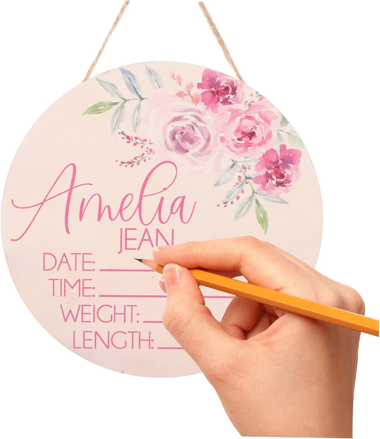 Gatuida 2Pcs Newborn Boy Shower Name Sign Plaque for Nursery Birth Announcement Board image number 4