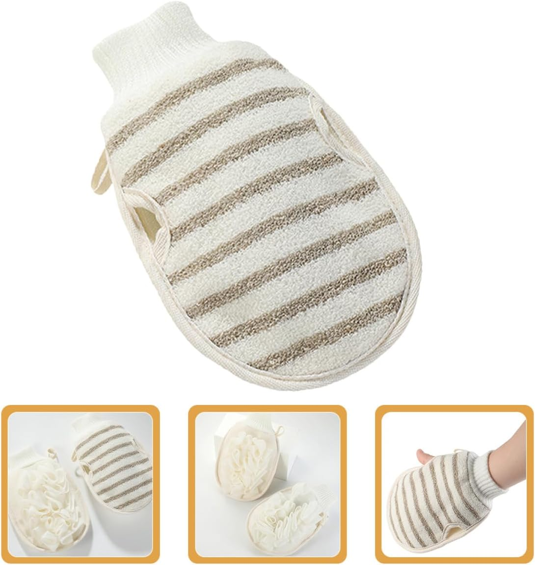 TIKODIDA Exfoliating Shower Mitt with Dual-Sided Flax Material for Gentle Body Scrubbing and Back Cleansing Soft Bath Glove for Deep Skin Renewal and Massage Suitable for Men and Women image number 5