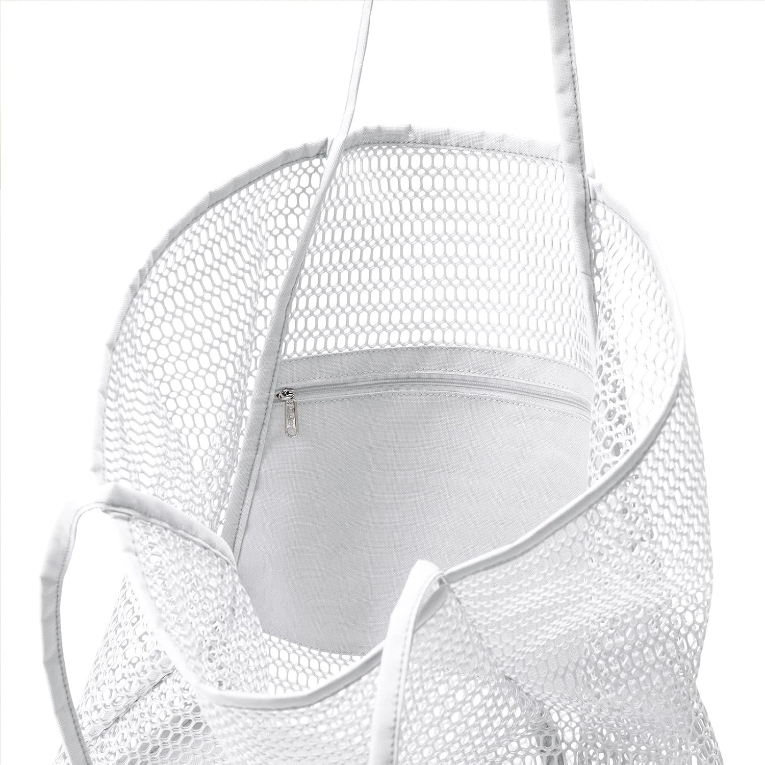 Large Mesh Beach Bag and Beach Bag Tote, Toy Tote Bag with Pockets Are Lightweight Foldable for Family Pool & Vacation Essential,White