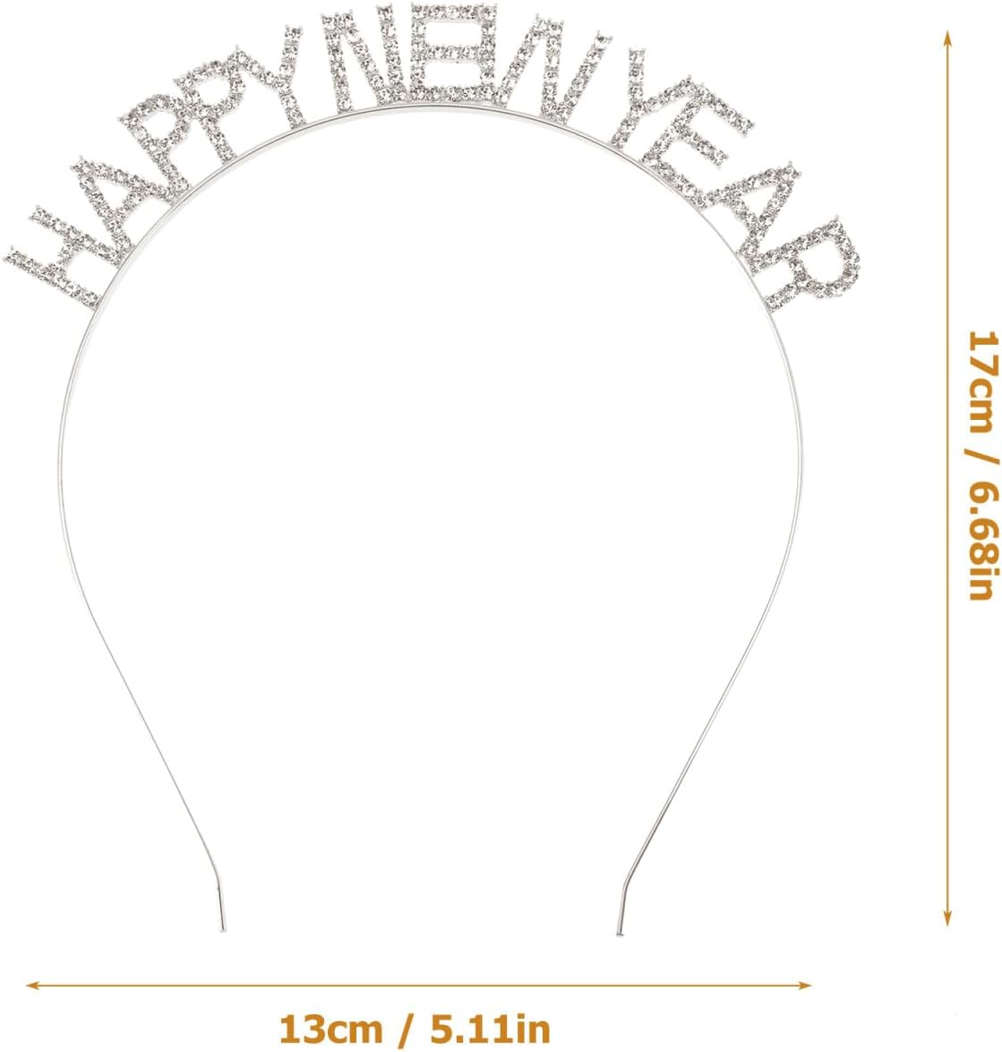 Minkissy Headband New Year'S Eve 2023 Hair Accessories Headband Happy New Year Headband Tiara with Rhinestone New Year Headband Crown Tiara Headpiece Christmas Party Gift Photo Props Silver, Silver - Silber- image number 4