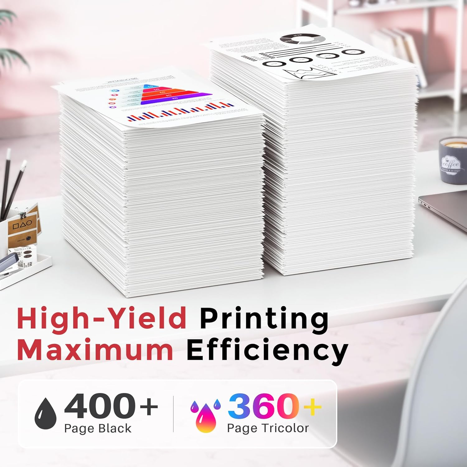 PG645XL CL646XL Compatible Ink Cartridges Replacement for Canon PG-645 & CL-646, 645XL 646XL Combo Pack Use to Canon PIXMA MG2460 MG2560 MG2960 MG2965 TS3160 TS3360 TS3365 TR4560 Printer (2 Pack) image number 1