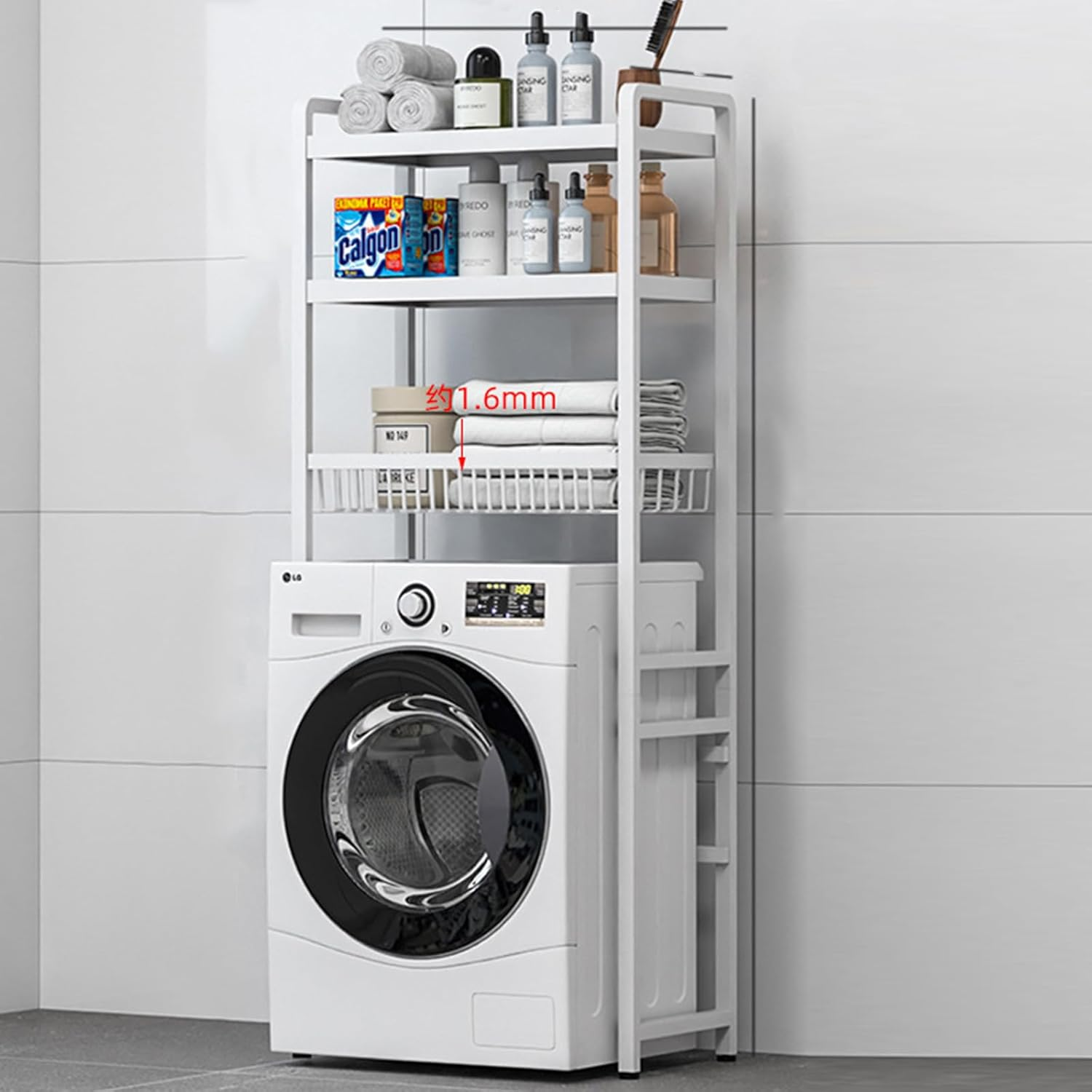 Enliansgo 3-Tier over Toilet Organizer Rack, Bathroom Organizer Shelf, Freestanding above Toilet Shelf, Space Saver (White)