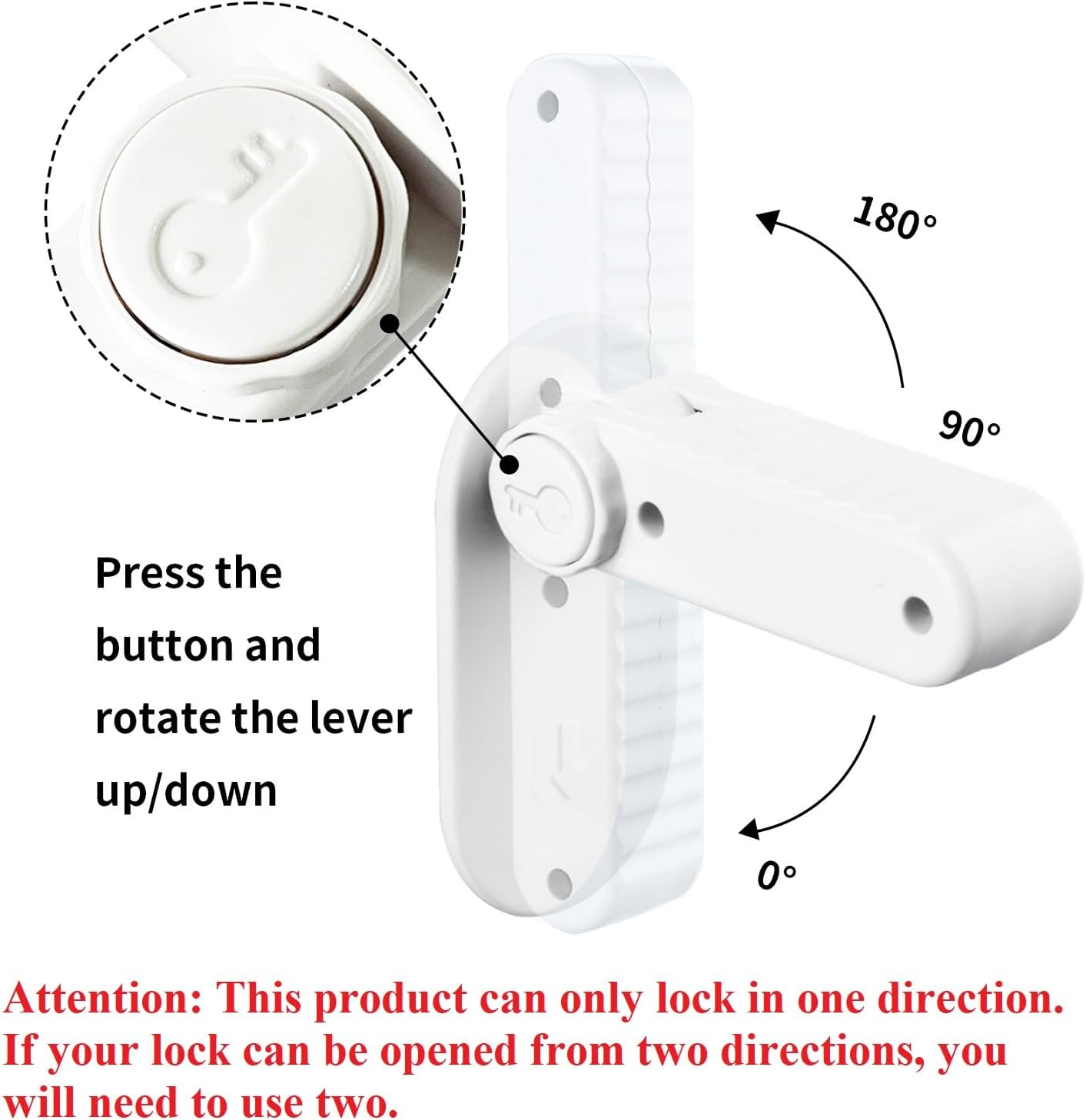 Childproof Door Lever Lock (Black, Pack, 4) image number 4