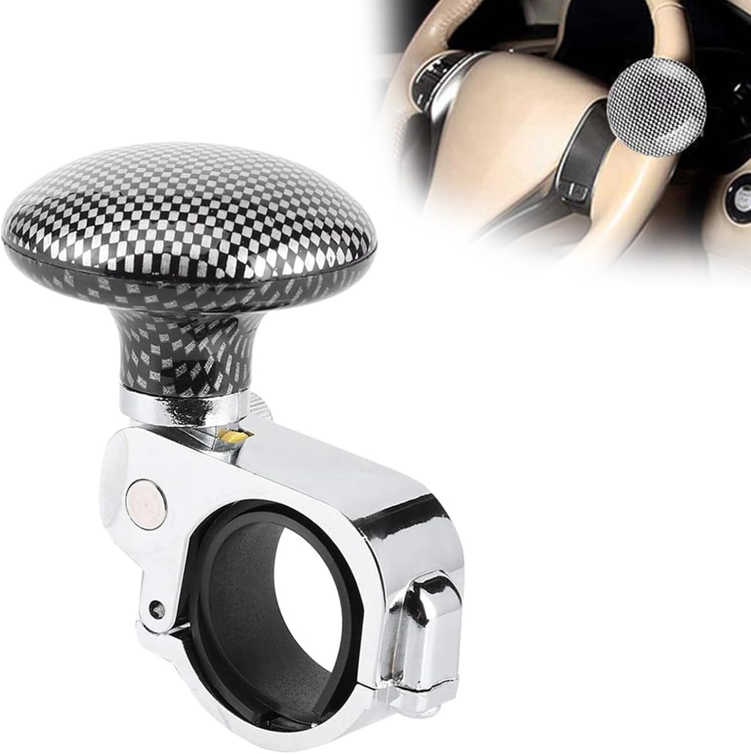 Qioon Car Steering Wheel Knob, Universal Steering Wheel Spinner Assist Knob for Disabled Drivers, Handle Ball for Cars, Trucks, Semis, Tractors, Boats (Black Plaid) image number 3