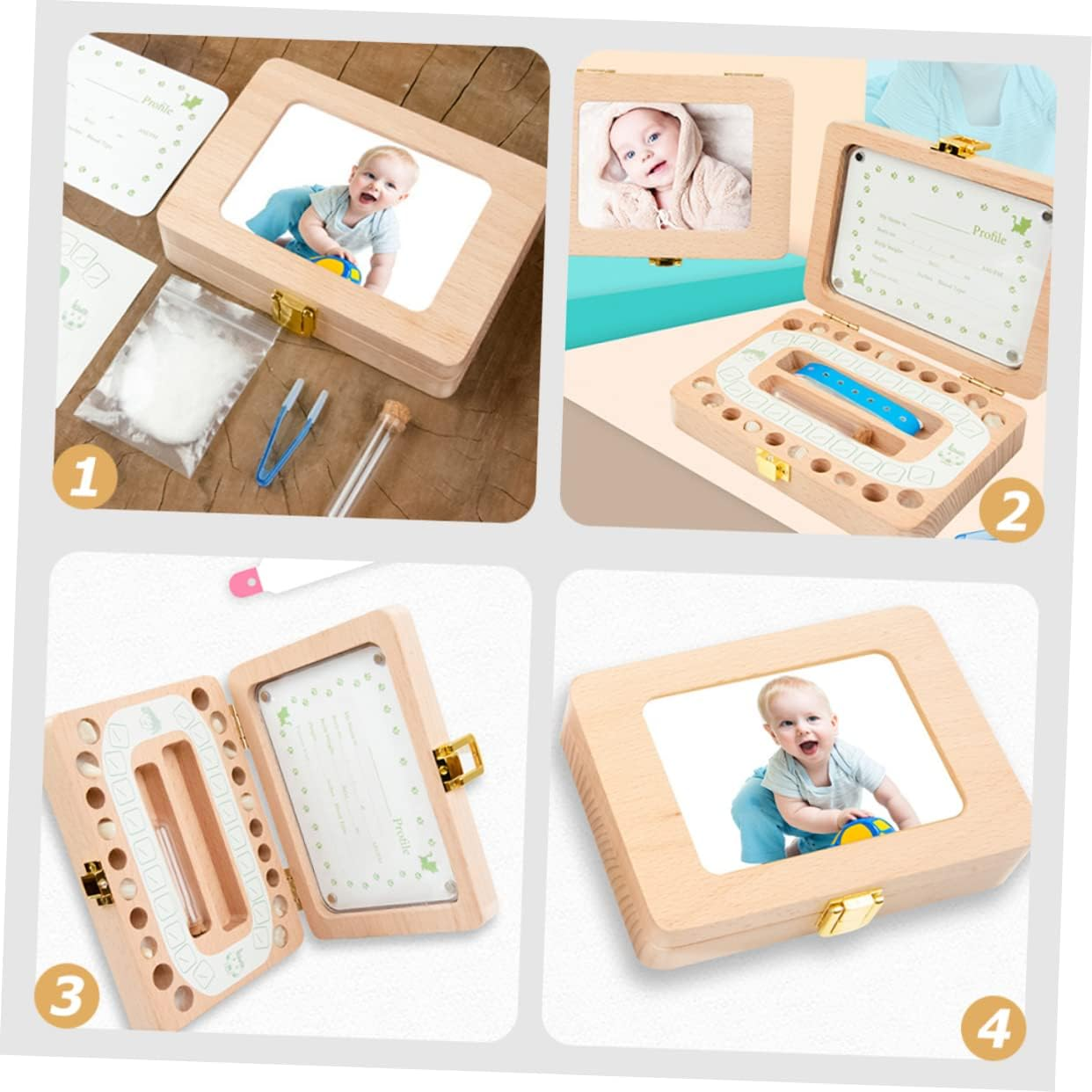 Wooden Teeth Box Keepsake Storage for Lost Teeth Dentist-Approved Portable Decorative for Boys and Girls