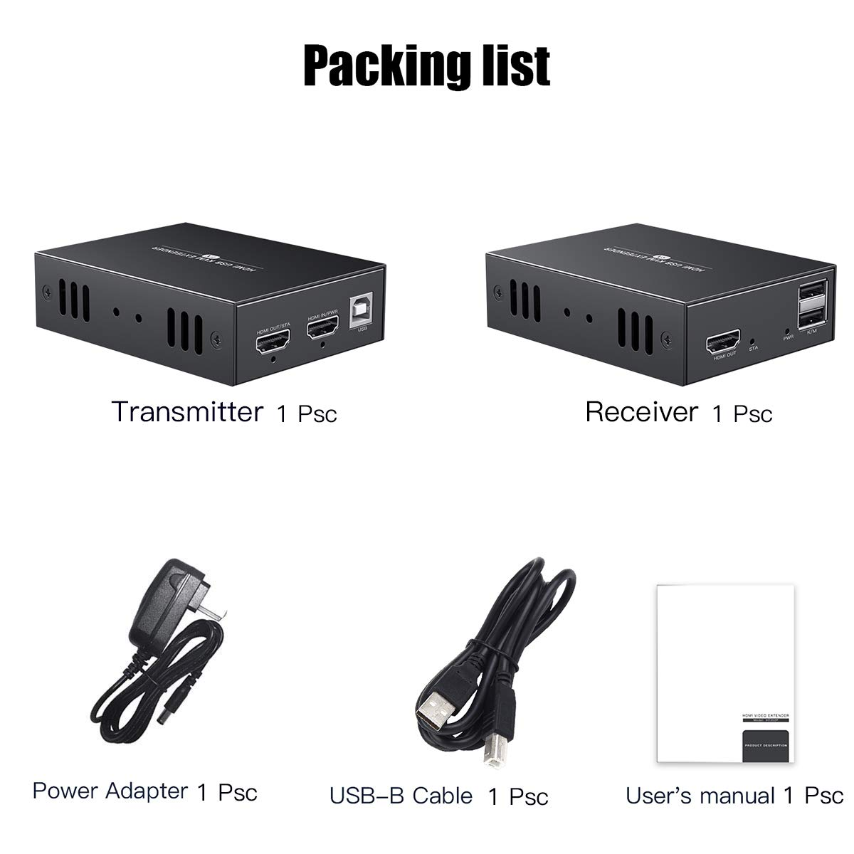 PWAYTEK HDMI KVM USB Extender 1080P over Cat5E/6 Ethernet Cable 50M (164Ft) for Mouse and Keyboard Control Remote Signals image number 3