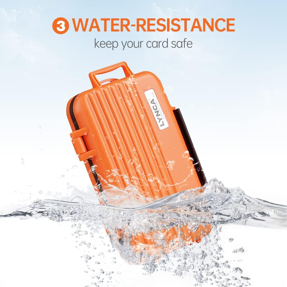 Water-Resistant & Anti-Shock Memory Card Case - Holds 24 Cards: 8 SD/SDXC/SDHC, 4 CF, 12 Micro SD/SDXC/SDHC TF (Orange)