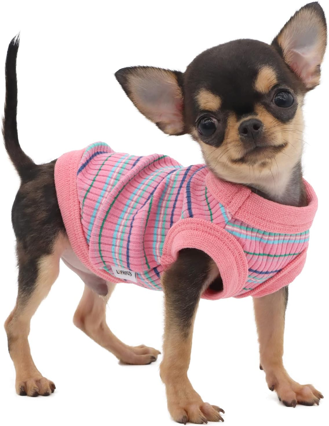 LOPHIPETS 100% Cotton Rib Dog Shirt Vest for Small Dogs Teacup Chihuahua Yorkie Puppy Clothes Tank Tee-Pink/Xs
